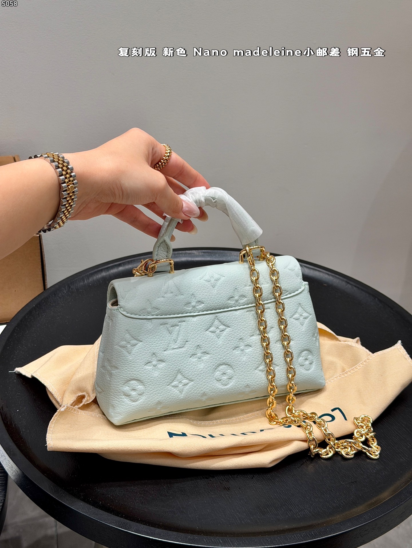 Louis Vuitton Nano Madeleine Light blue Monogram Empreinte leather nano crossbody