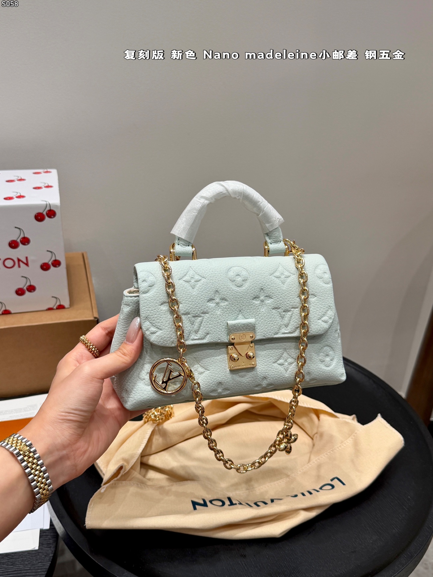 Louis Vuitton Nano Madeleine Light blue Monogram Empreinte leather nano crossbody