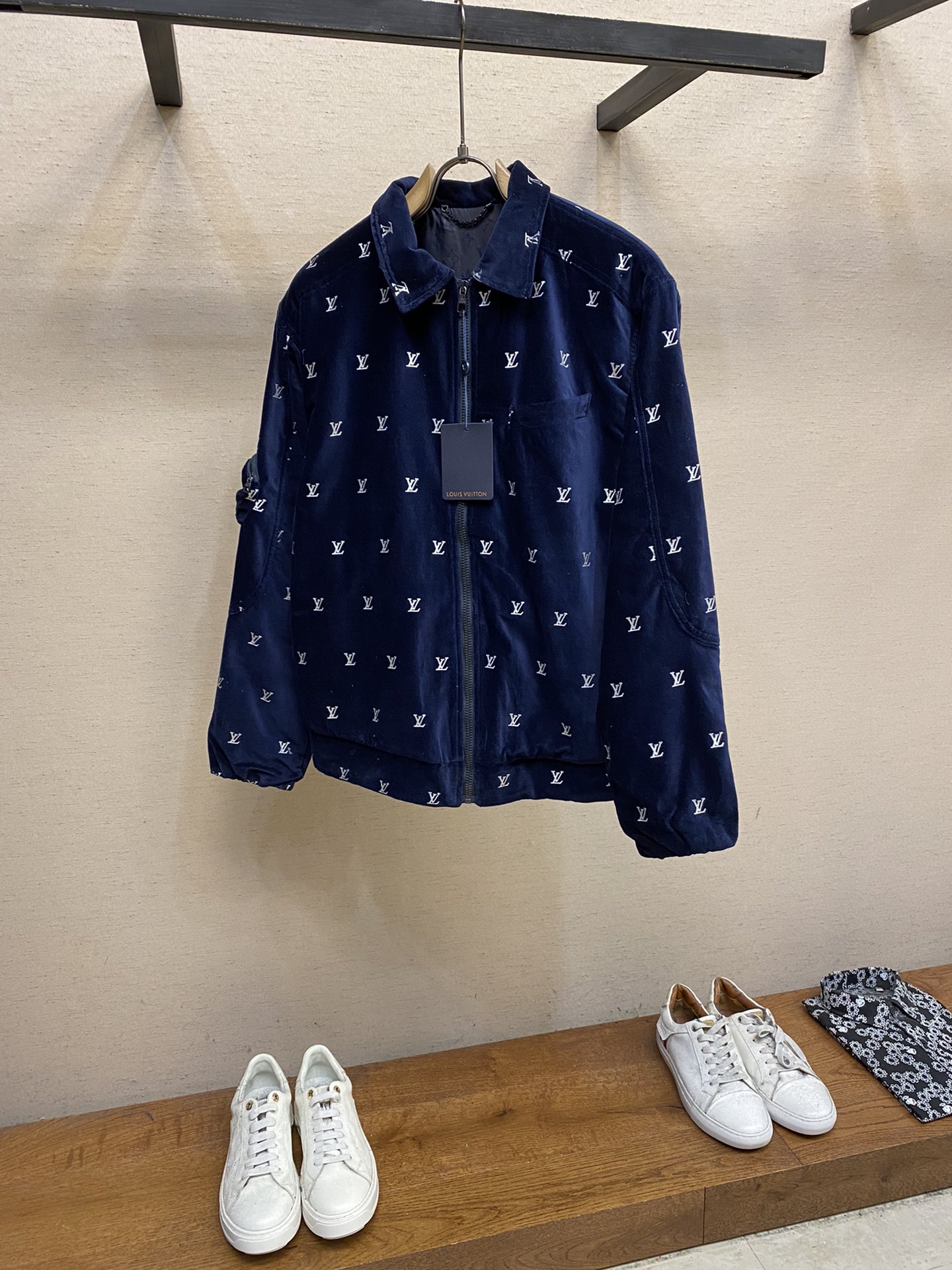 Louis Vuitton Clothing Coats & Jackets Blue Dark Cotton Velvet Casual