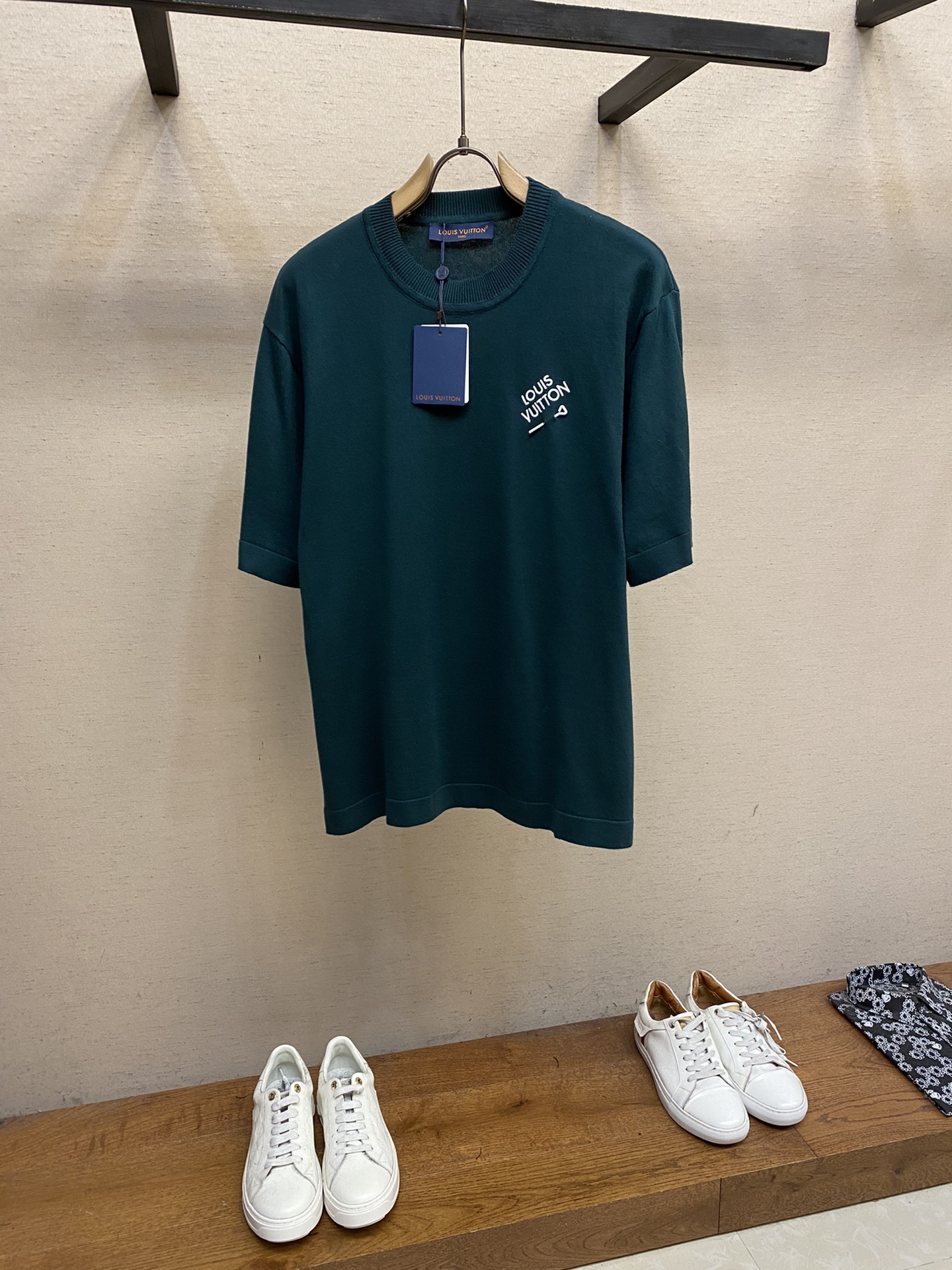 Louis Vuitton Clothing T-Shirt Blue Green Embroidery Cotton Knitting