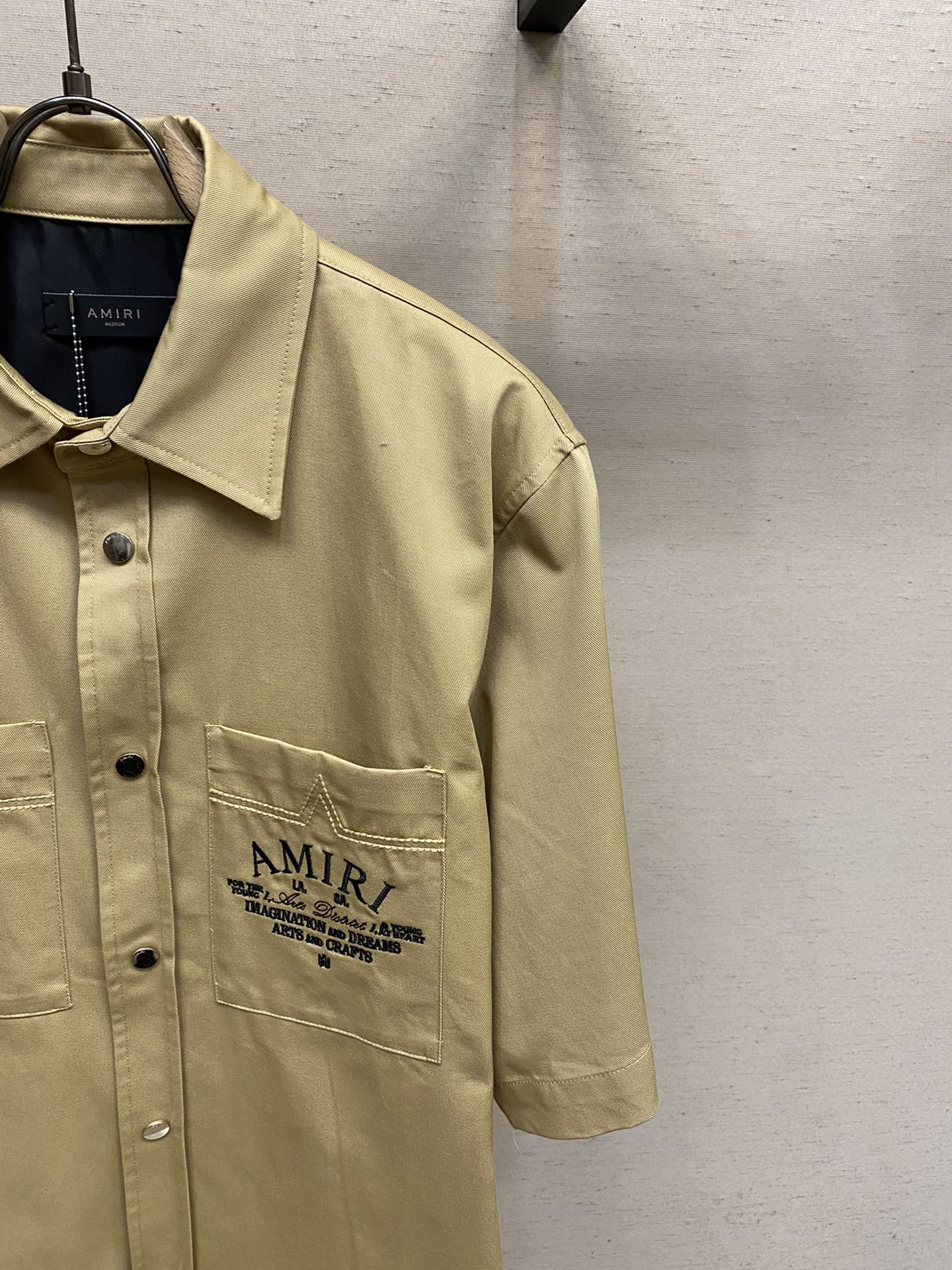 Amiri24ss Summer Shirt: Tweeded Cotton, Machine Embroidery, Hardware Spares | Black, Khaki, Sizes S-L - 图片 5