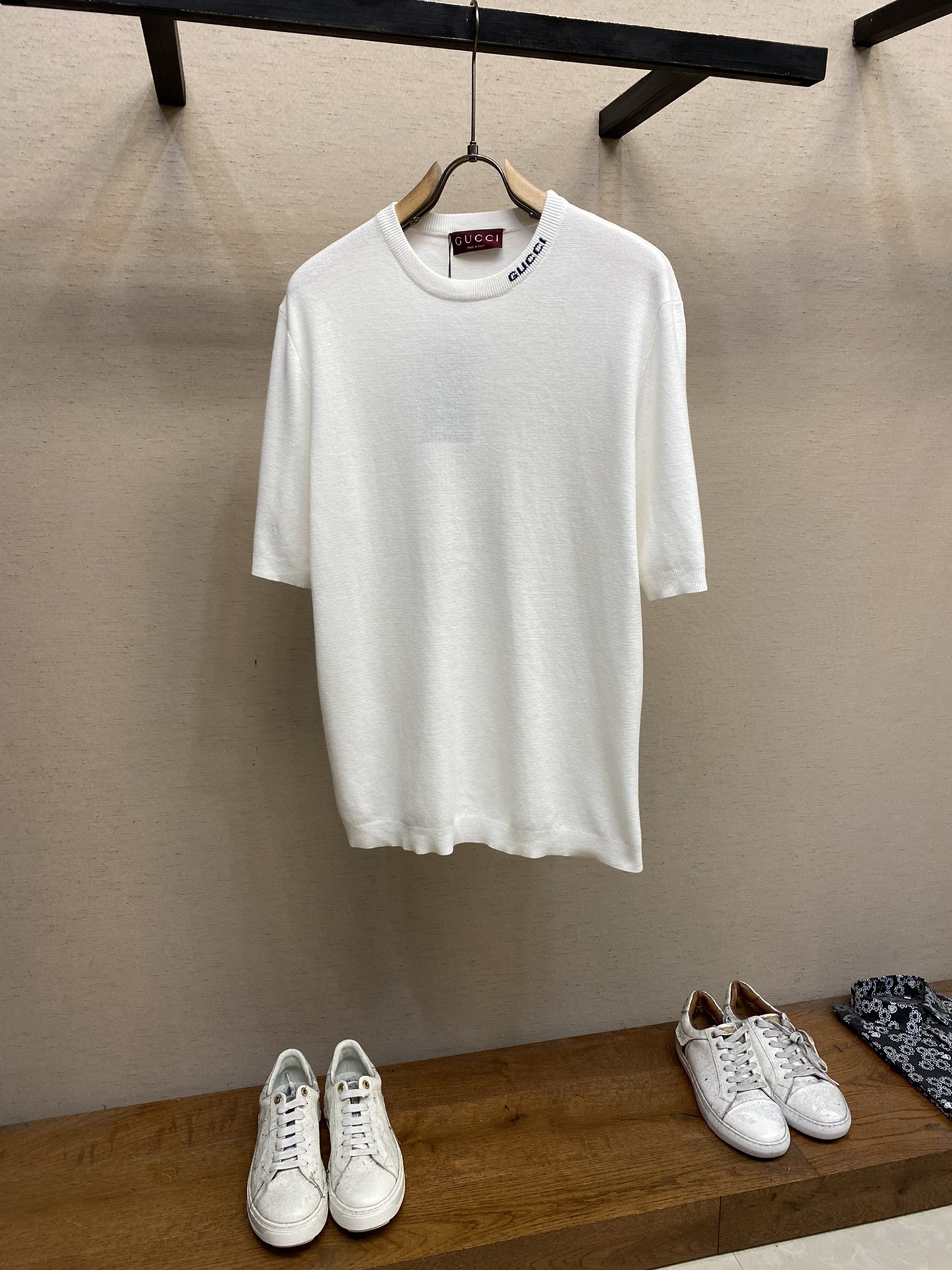 Gucci Blu Bianco Cotone Lavorazione a maglia Collezione estiva