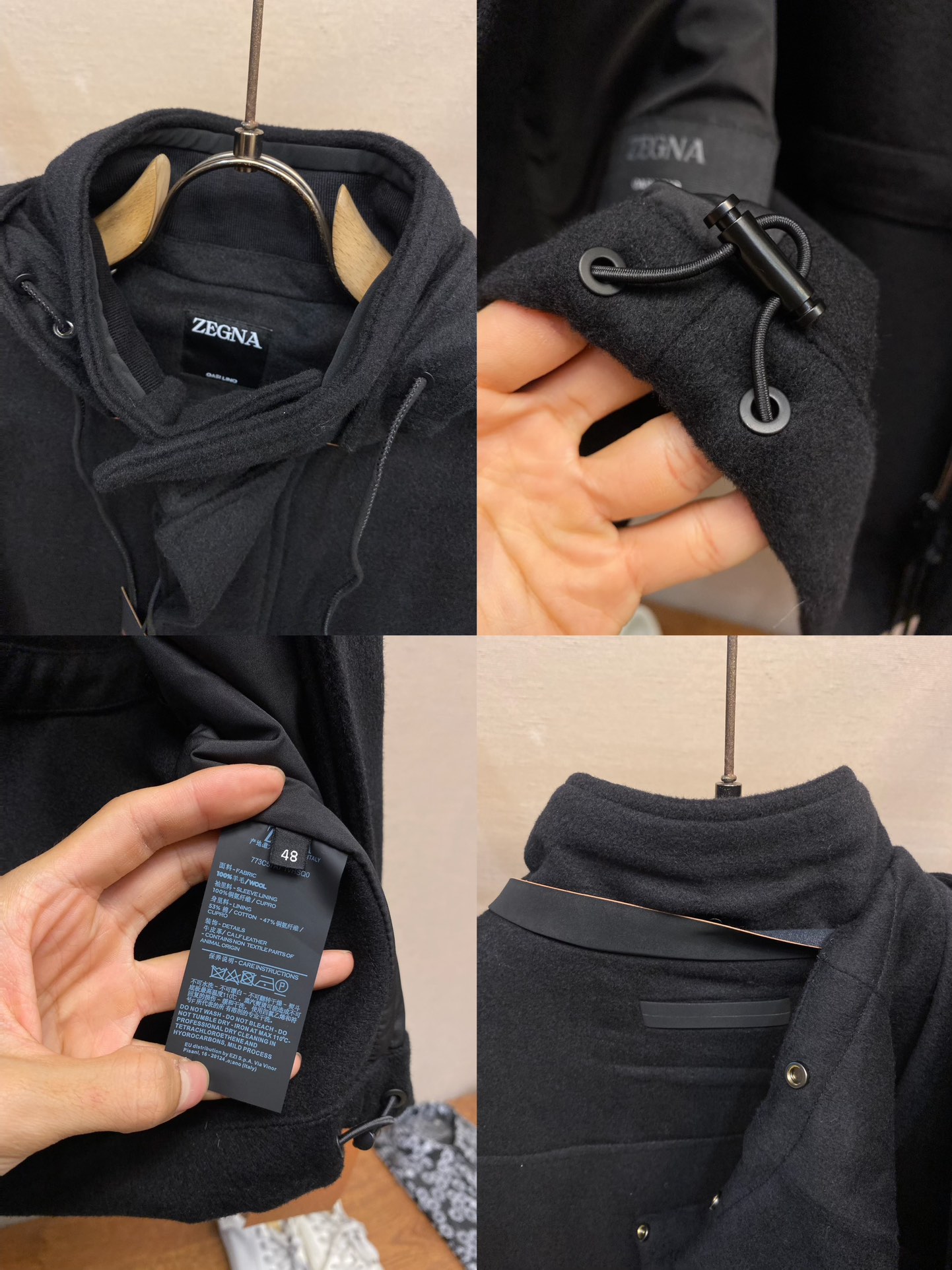 “Zzegna Oasi 100% Wool Hood Coat: High-End Luxury Fashion with Removable Hat” - 图片 9