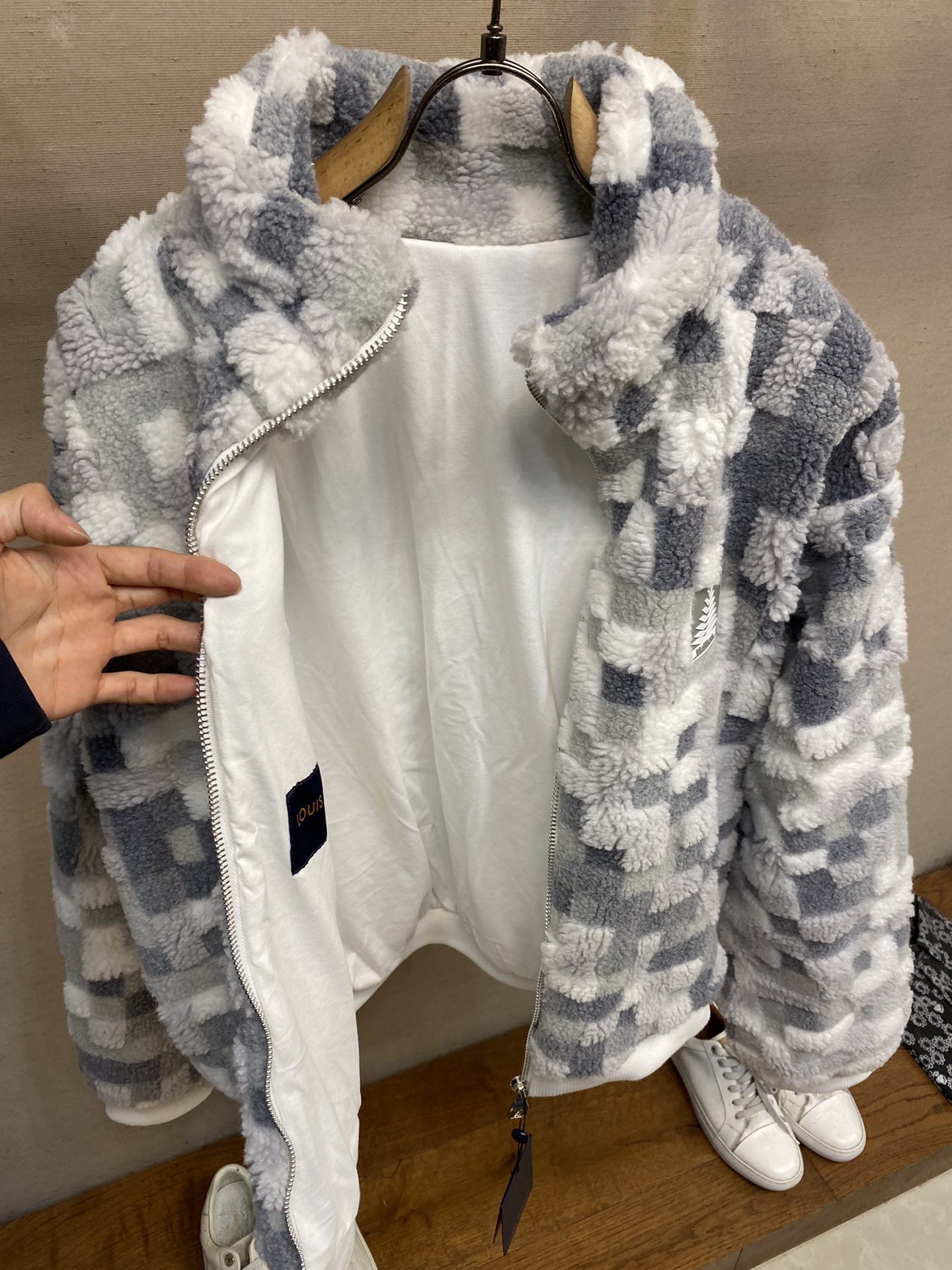🌟🌟1V、 1V SKI滑雪系列SS25 方块拼色羊羔毛外套。摇粒绒夹克外套。定制重磅面料，市场独家色织