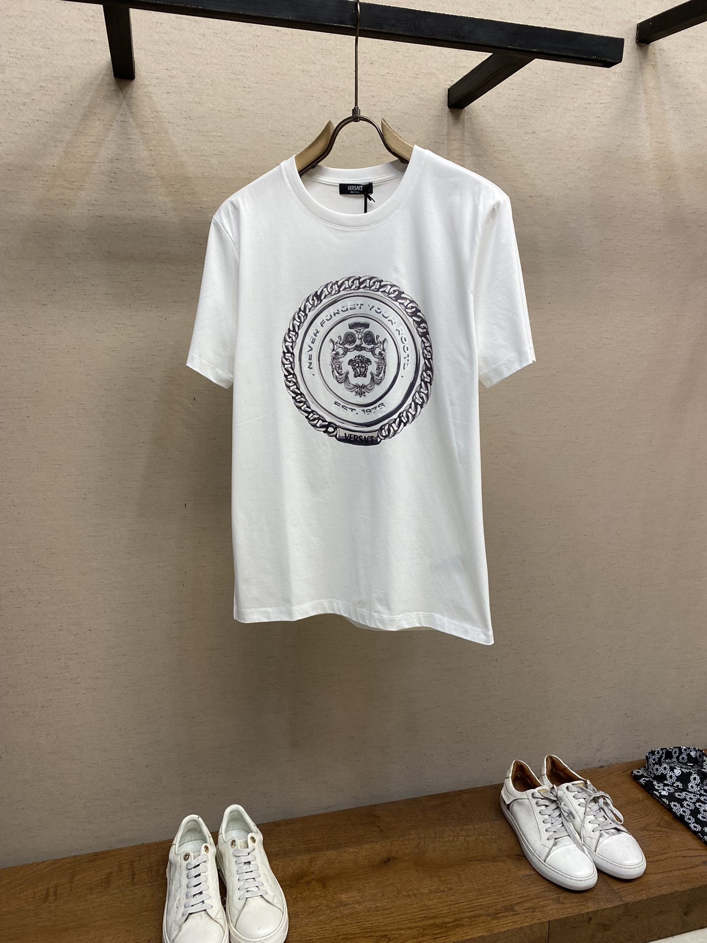 Versace Wholesale
 Clothing T-Shirt Cotton Mercerized Spring/Summer Collection Medusa Short Sleeve