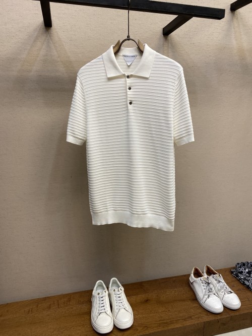 Bottega Veneta Women's Ribbed Cotton Polo Shirt - Short Sleeve Knit Top 1 Bottega Veneta Women's Ribbed Cotton Polo Shirt - Short Sleeve Knit Top
