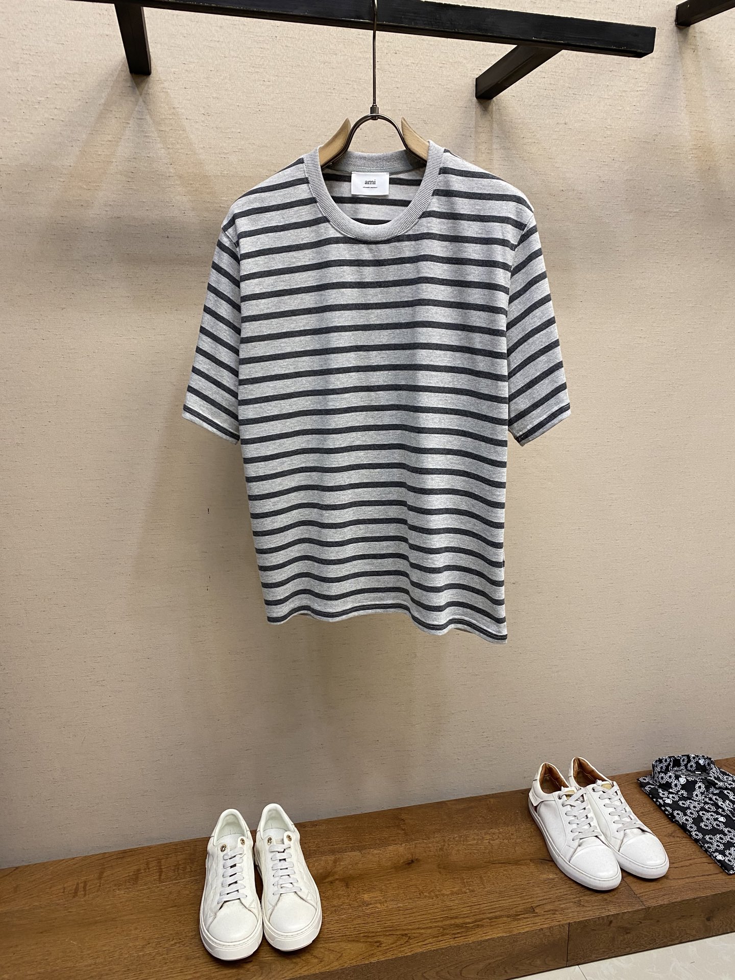 NO:149053,AMI...25SS new classic cuffs small love logo embroidered cotton large striped round neck short sleeve T-shirt YP custom 240g pure cotton fabric same style for men and women Size S-XL, T-shirt,tees, t-shirt,alexander wang19860909AMI……25SS新款经典袖口小爱心徽标刺绣棉质大条纹圆领短袖T恤YP订制240克纯棉面料 男女同款 尺码S-XL,,T-shirt,tees，t-shirt,alexander wang,Men's clothing