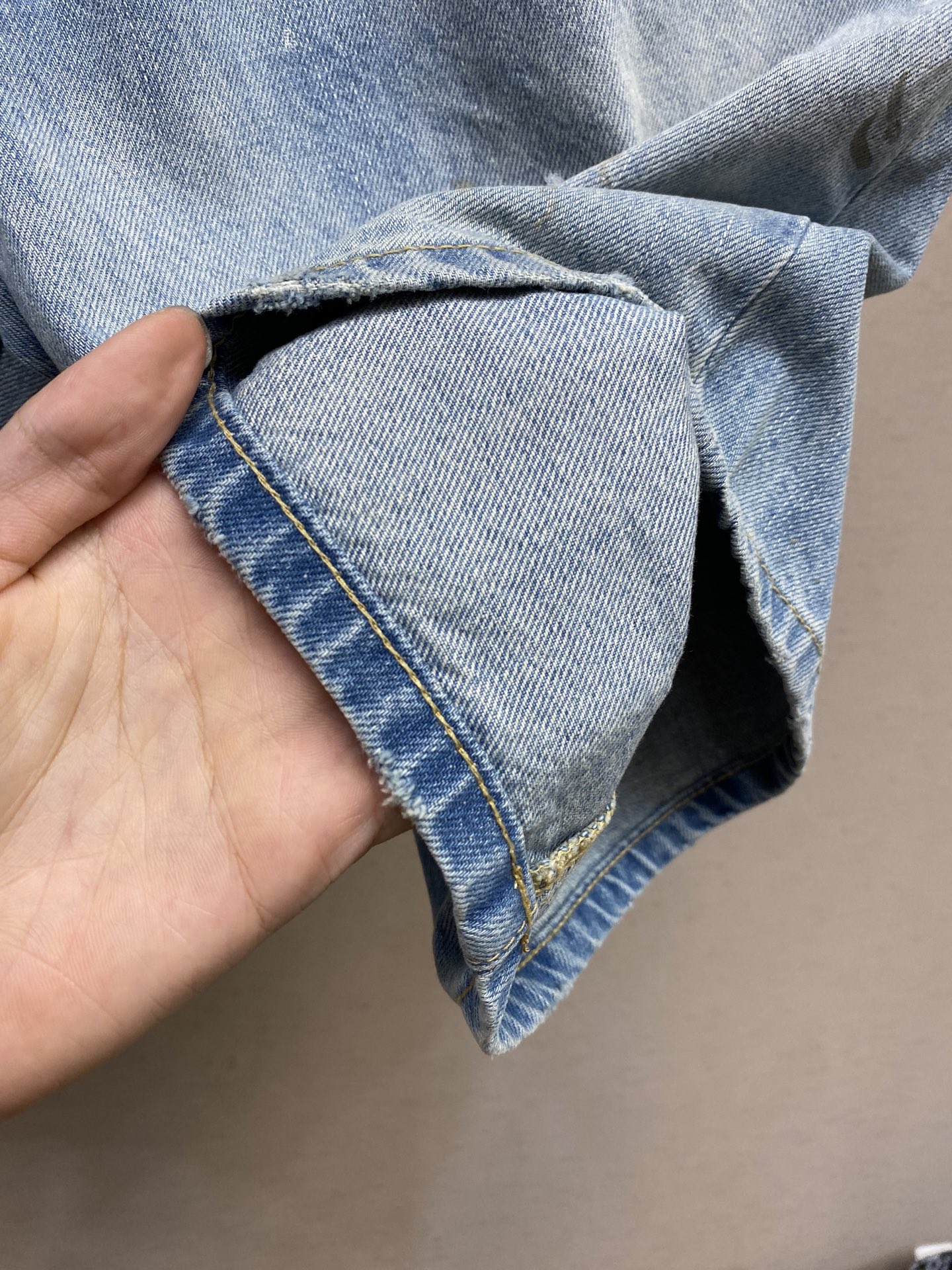 Acne Studios Ink Jeans with Custom Mackerel Cloths, Light Blue Wash, Eye Buttons. - 图片 6