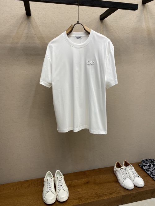 Salvatore Ferragamo Classic Embroidered Logo Couple T-Shirt - Luxury Quality 1 Salvatore Ferragamo Classic Embroidered Logo Couple T-Shirt - Luxury Quality