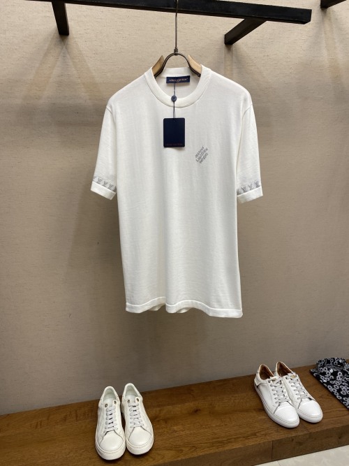 Louis Vuitton Men's Cotton Knit T-Shirt with Jacquard Logo - Spring/Summer