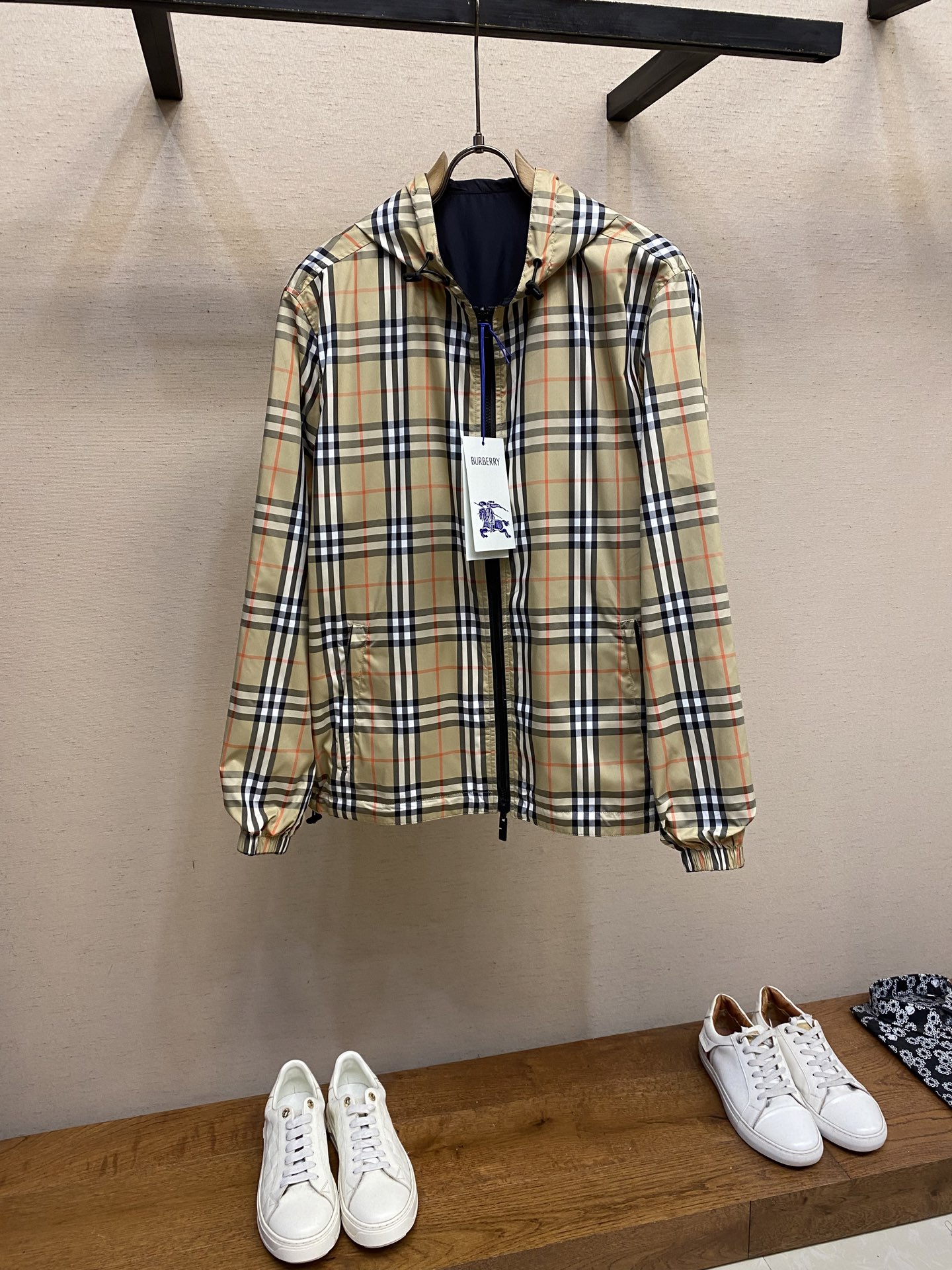 “Barbara Bbrg Double-Sided Coat: Custom Weave Fabric, Tailoring Details, and Gold Accents in Various Sizes”