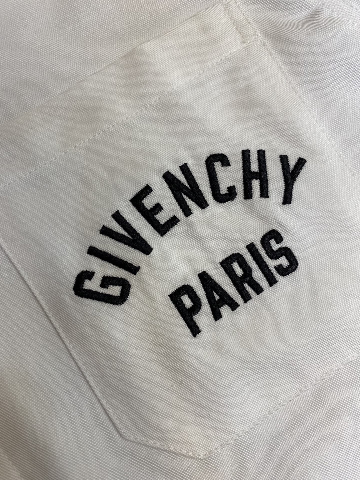 P696 🌟🌟 Givenchy, 25/SS Bag embroidered logo shirt, slashed full cotton, top version Size: S-XL - 图片 6