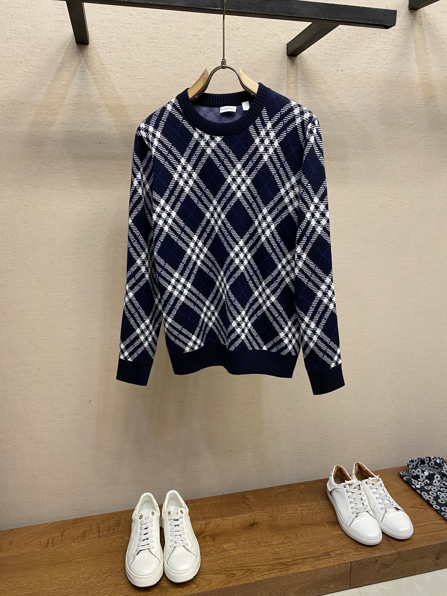 Suéter Burberry de Lana Merino con Diseño de Cuadros Jacquard para Mujer