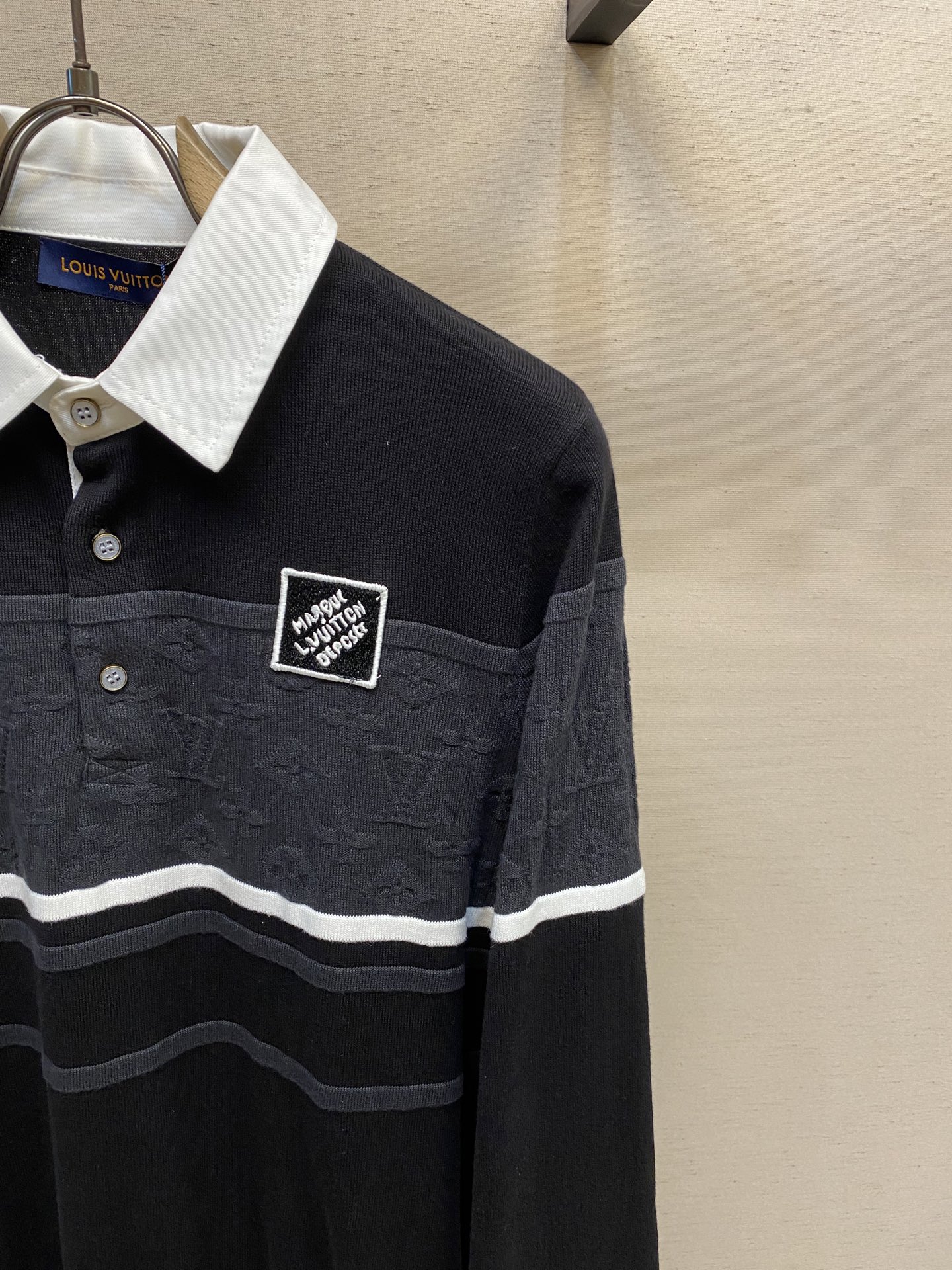 🌟🌟1V、25SS提花长袖马球衫，正品13400购入，40支精梳棉棉纱，斜纹梭织棉布，采用德国进口（SO