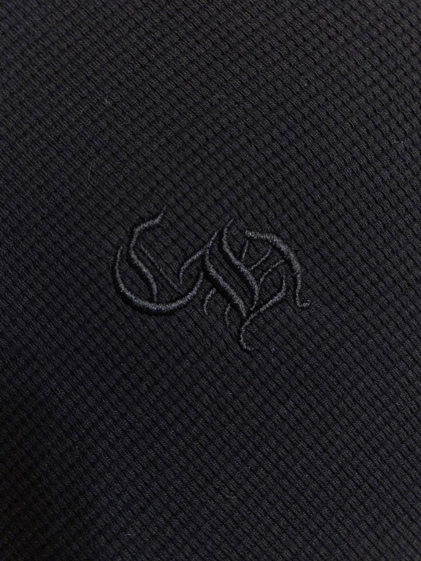 🌟🌟 Chrome Heart  CH/25 梵文亨利领华夫格加厚长袖T恤。类似卫衣。面料采用洗前350