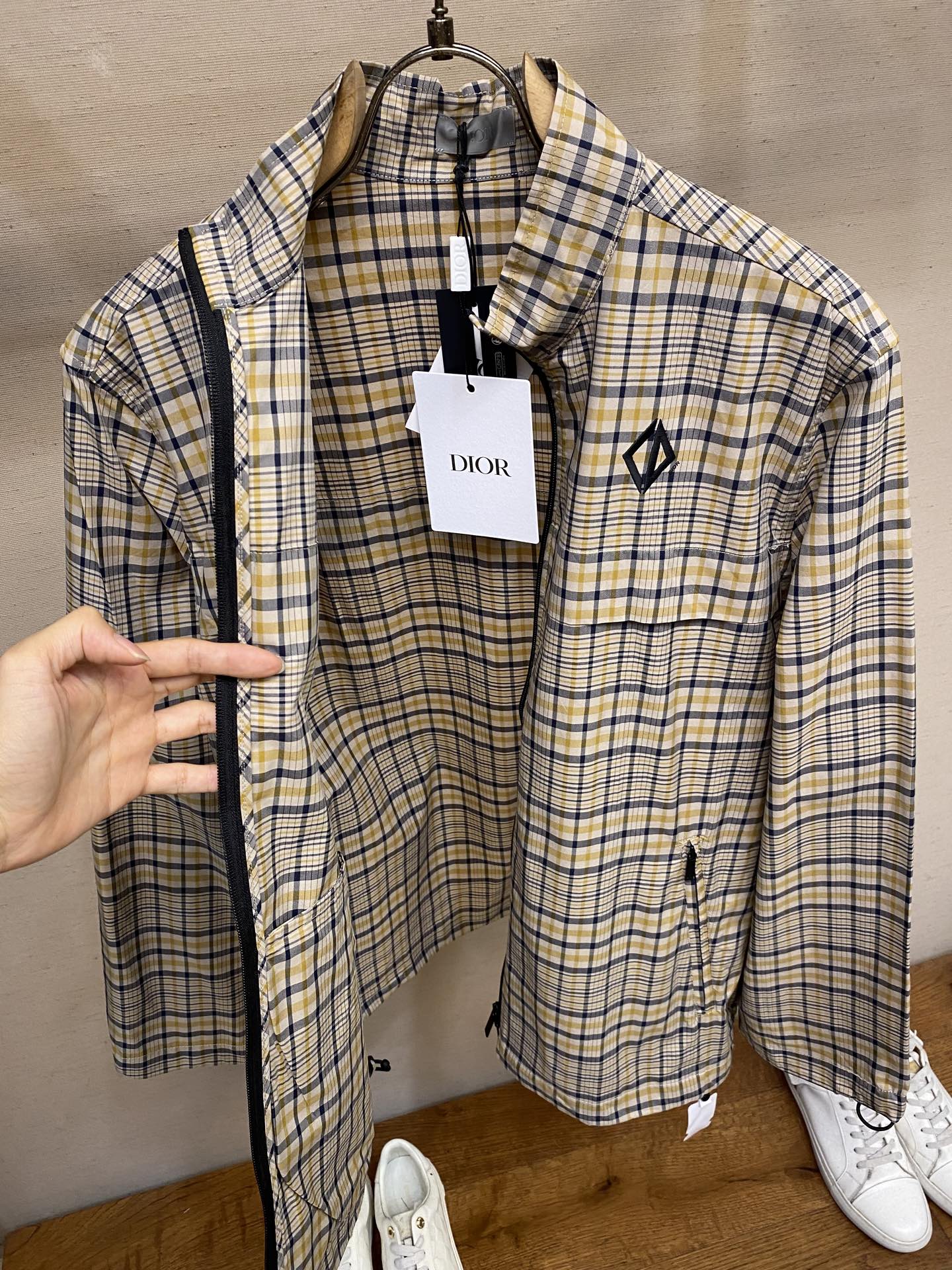 🌟🌟Dior，25SS棉质混纺面料格子图案衬衫，正品18500购入，定制格子提花混纺面料，提花面料，定位