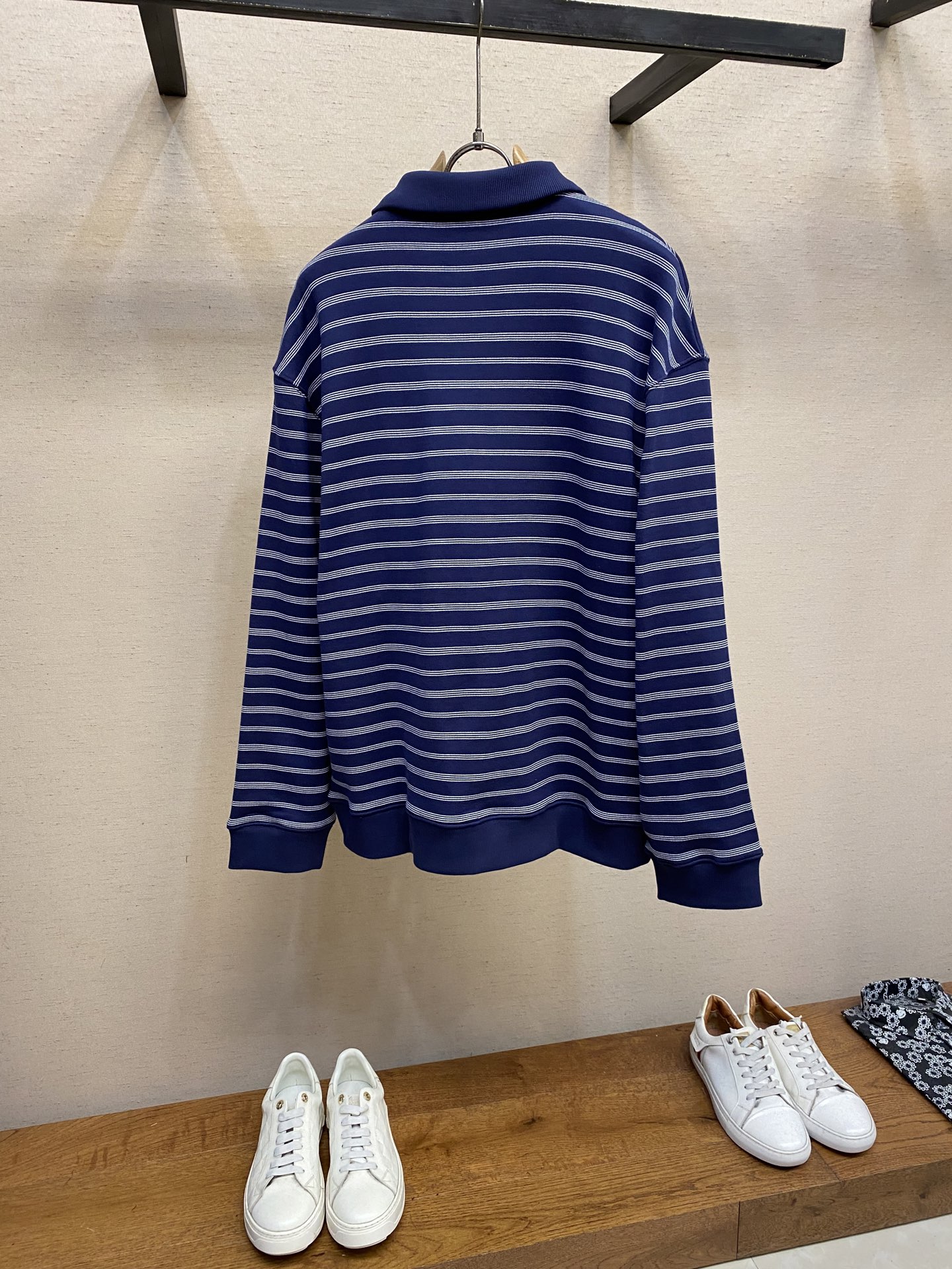 🌟🌟Miu Miu 25SS条纹拉链POLO衫，正品14700购入开发，定制定染50支纱线条纹卫衣料38