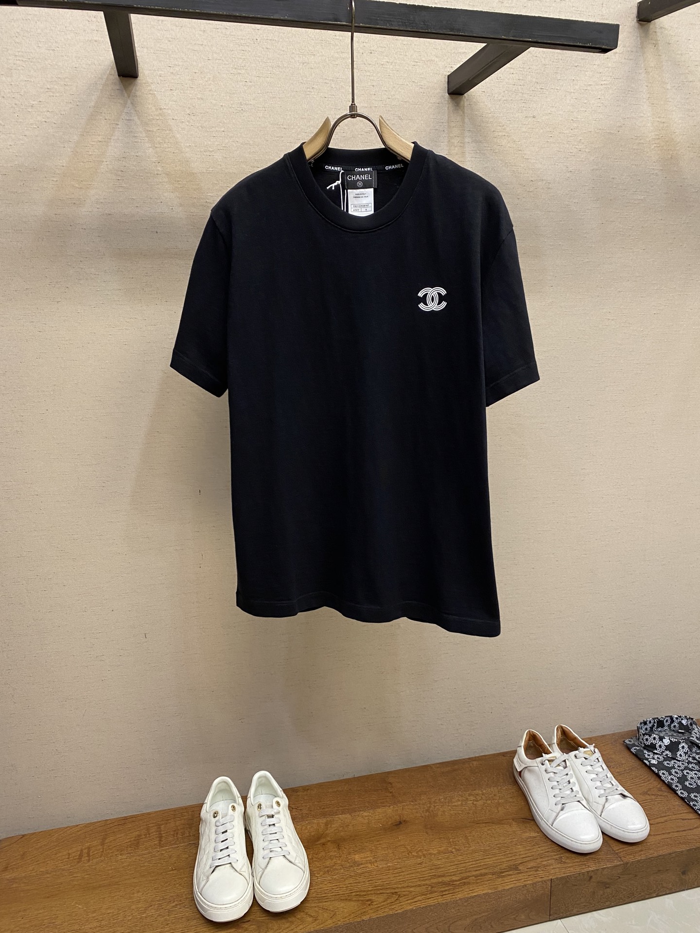 🌟🌟CHANEL，小香中古巴黎秀场员工半袖T恤/经典刺绣袖口字母滴胶短袖T恤 竹节棉质成衣洗水纯棉 ⚠️