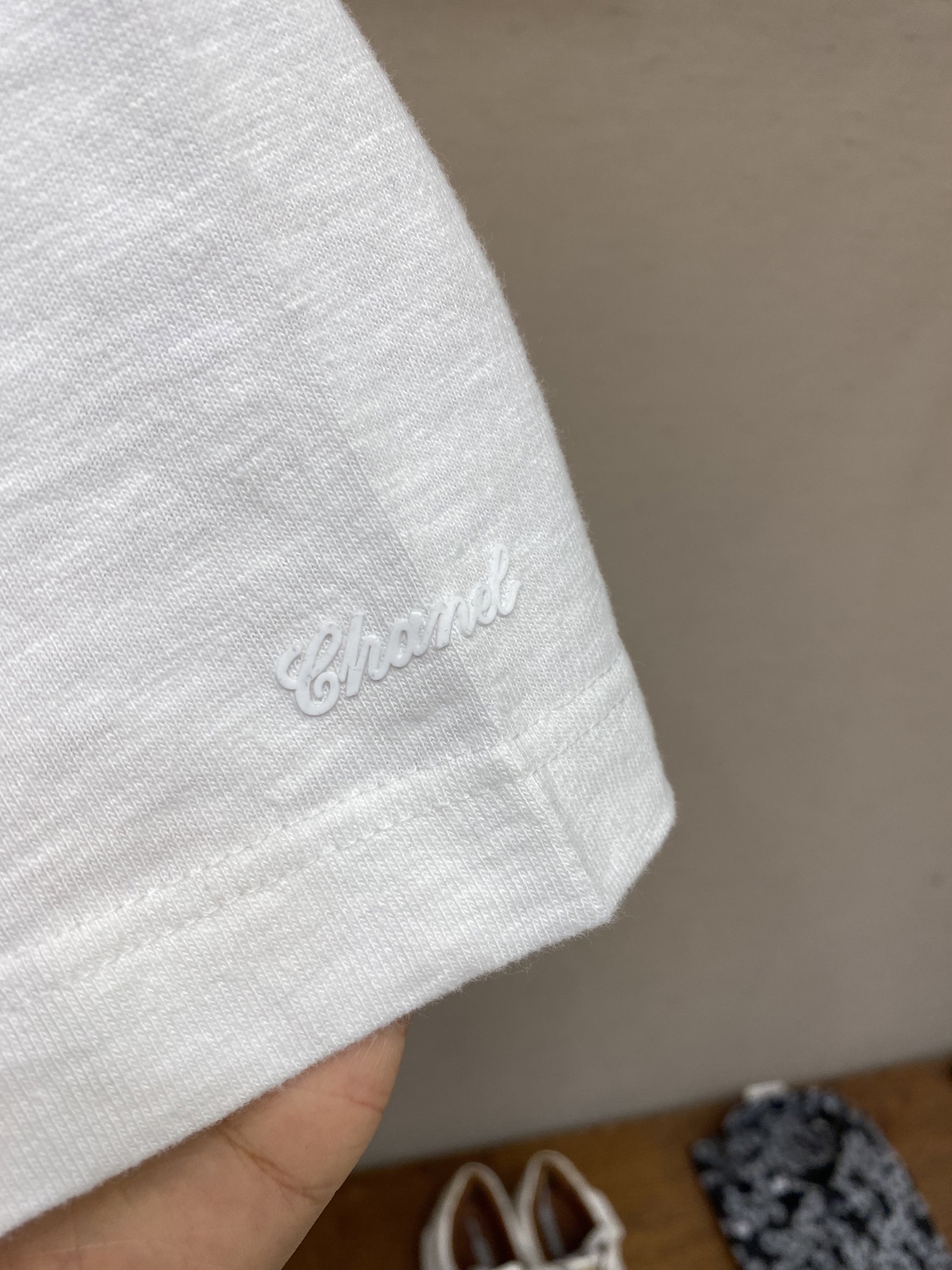 🌟🌟CHANEL，小香中古巴黎秀场员工半袖T恤/经典刺绣袖口字母滴胶短袖T恤 竹节棉质成衣洗水纯棉 ⚠️