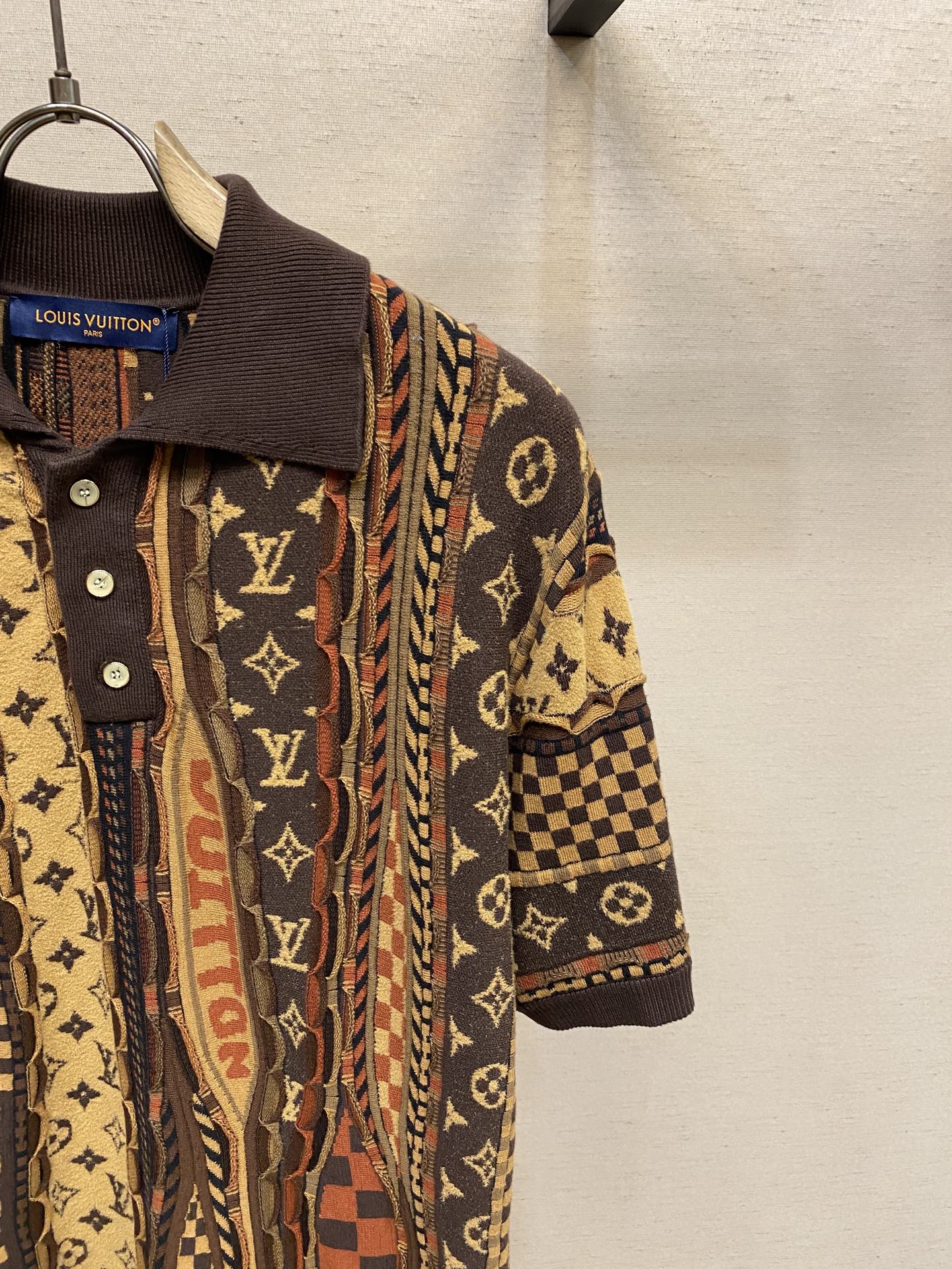 🌟🌟1V、路易威登 25FW 联名Nigo系列Monogram花㚏提花重工Polo领短袖重工定位立体撞色