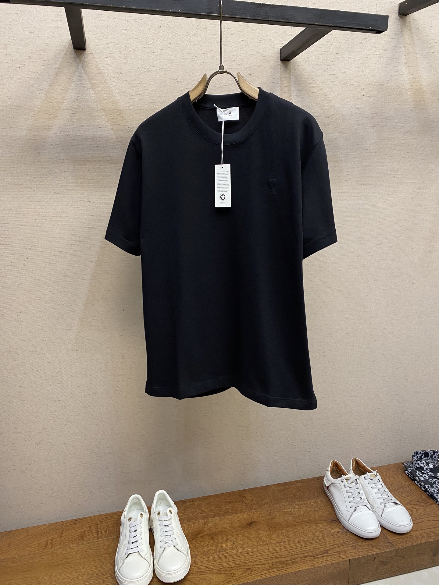 🌟🌟AMl……2025FW早秋新品男女同款重磅棉质立体爱心❤️/后背同色AMI刺绣宽松版棉质半袖T恤洗涤