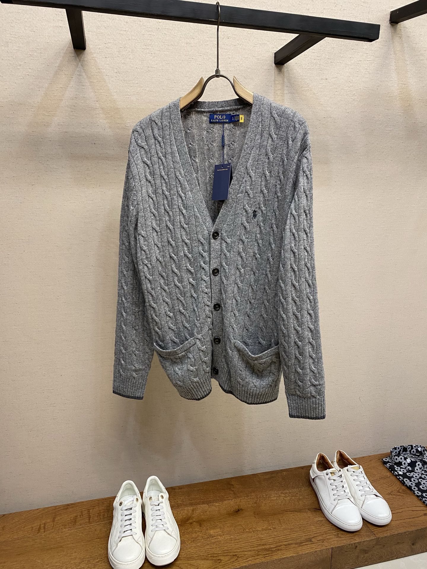 🌟🌟 RalP🆕h Lauren 经典款V领纯色小马刺绣logo针织开衫长袖拉夫劳伦RalP🆕h Lau