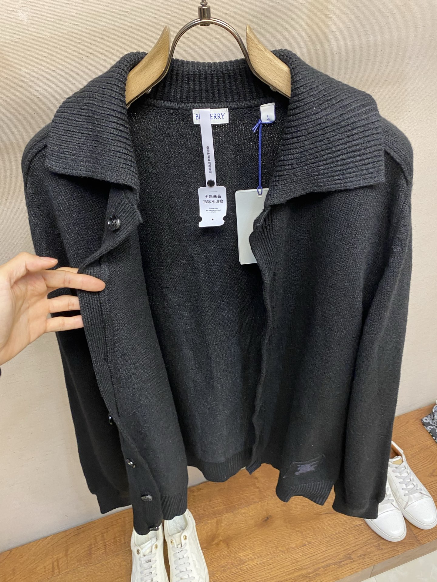 🌟🌟BBR 翻领肘部贴片羊绒开衫 正品11575购入 40支双股羊毛混纺毛料 采用进口织机（SOTO）5