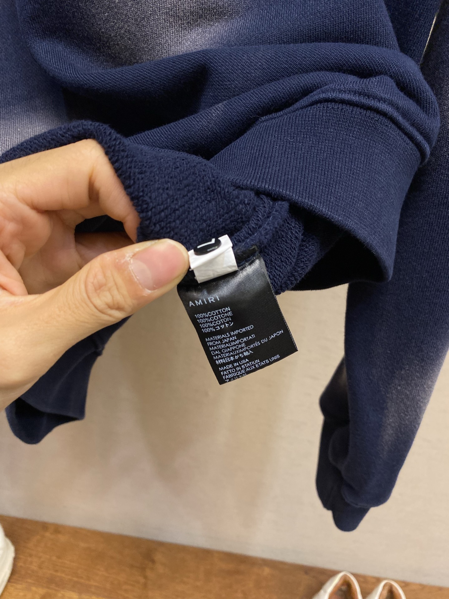 🌟🌟ANIRI 新款洗水做旧纯棉毛圈重磅圆领卫衣 蓝色 皮牌主标 男女同款 尺码：S-XL