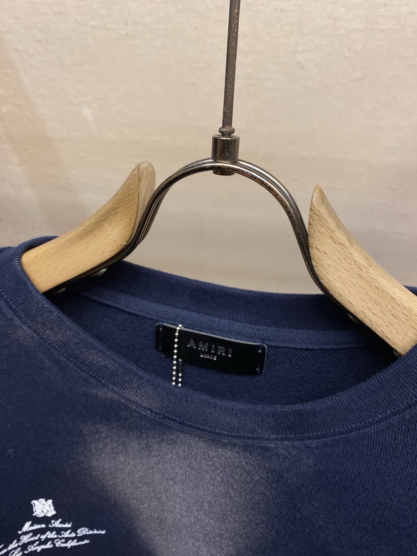 🌟🌟ANIRI 新款洗水做旧纯棉毛圈重磅圆领卫衣 蓝色 皮牌主标 男女同款 尺码：S-XL