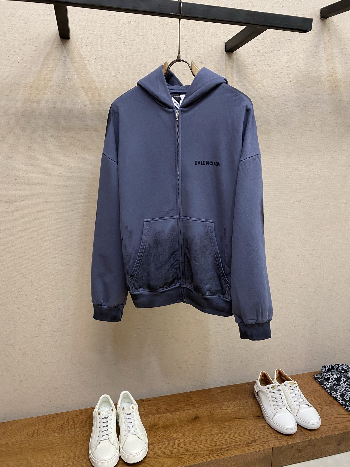 🌟🌟Balenciaga 连帽字母刺绣手绘长袖卫衣外套 正品11500购入开发 400克100%精梳棉巴