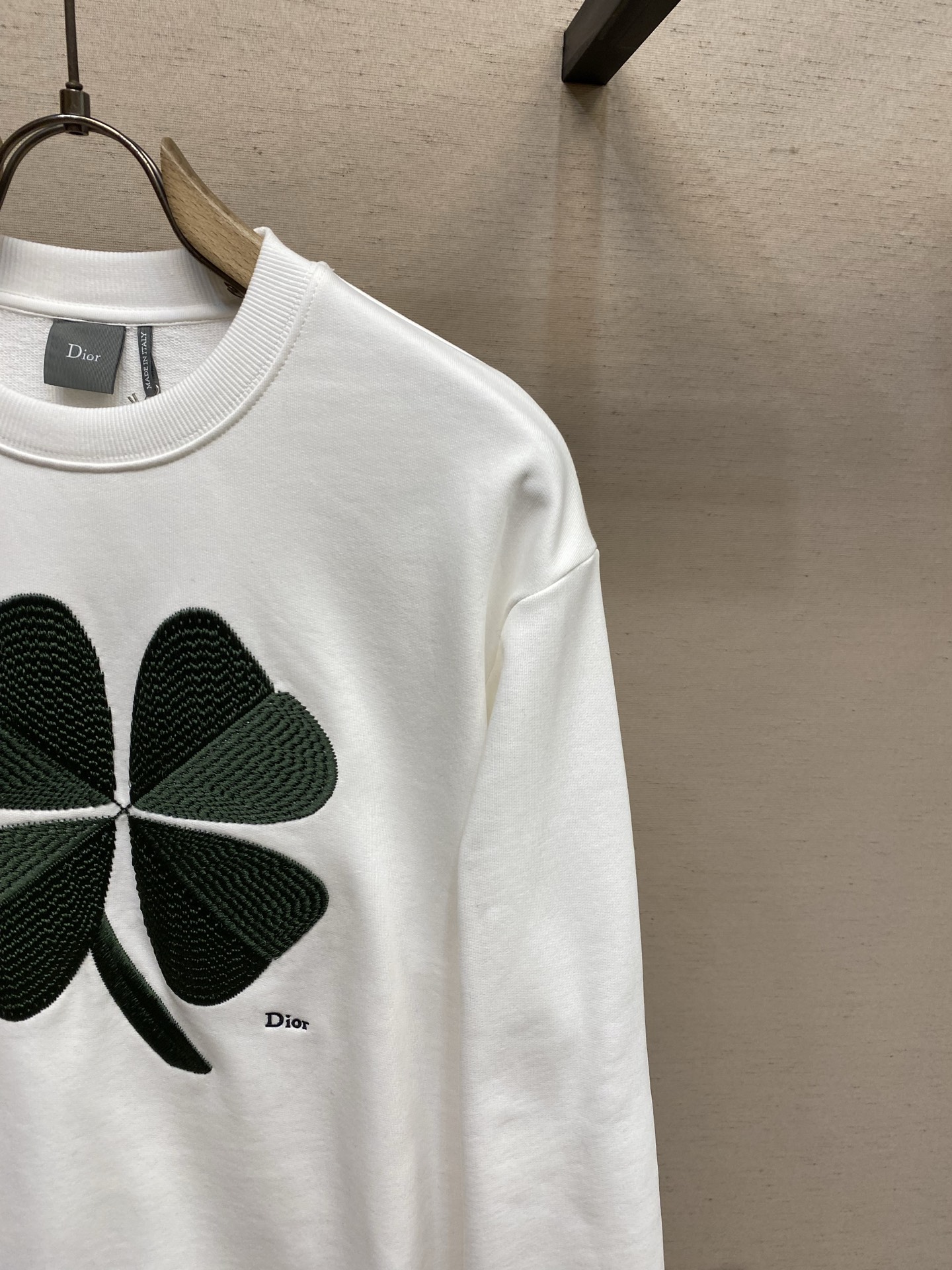 🌟🌟Dior 25新款卫衣白色棉质起绒面料 Dior Clover 图案刺绣乔纳森·安德森 (Jonat