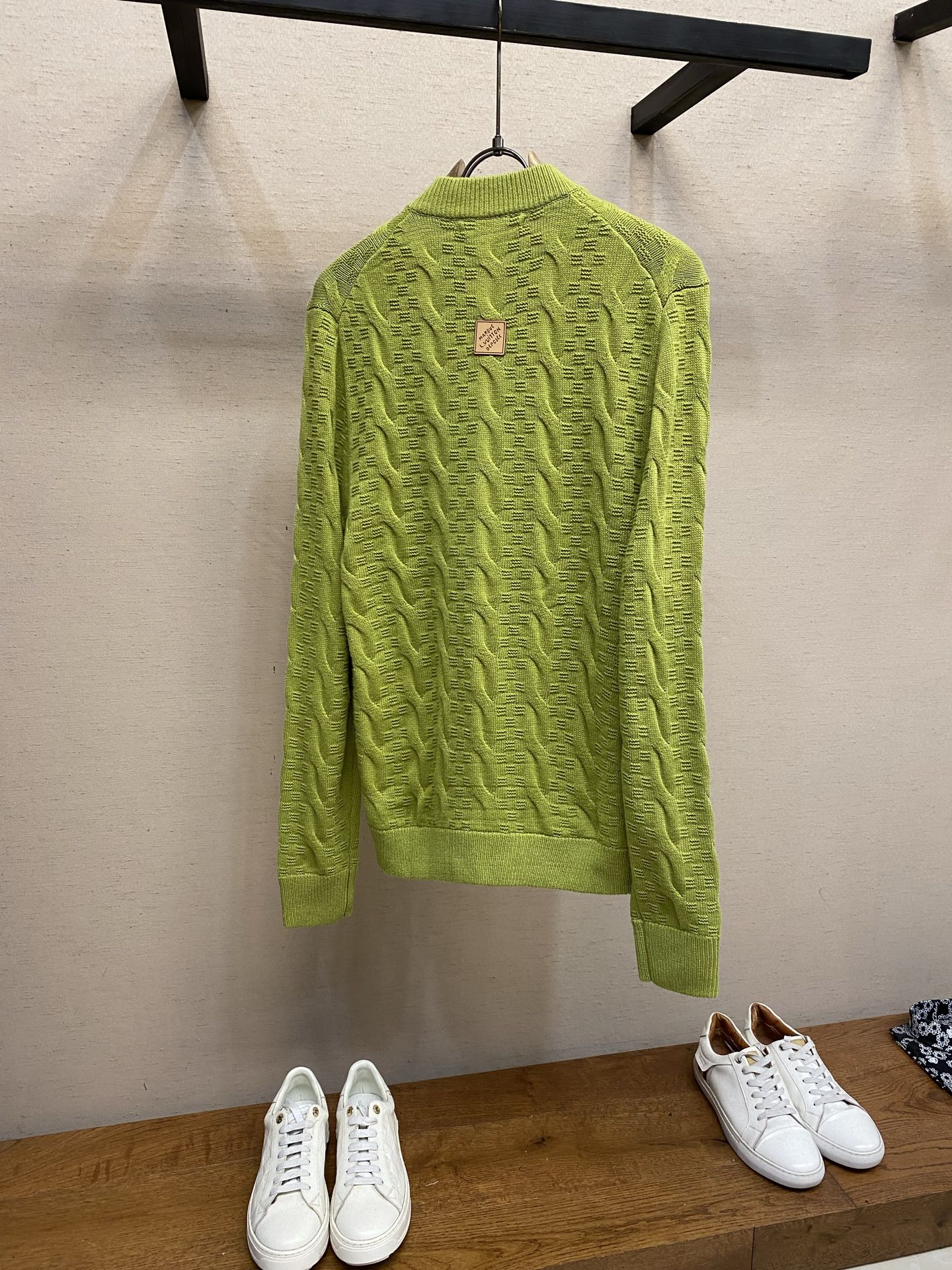 🌟🌟 1V/路易 SS26 秀场棋格提花绞花针织拉链毛衣开衫尺码：S-XLS：衣长66 胸围108 肩宽