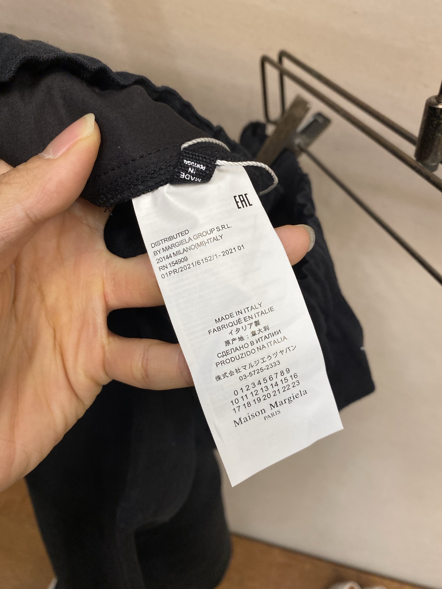 🌟🌟 Maison Margiela MM6马吉拉新款重磅黑色棉麻直筒宽松休闲裤 裤脚双层拼接设计 细节