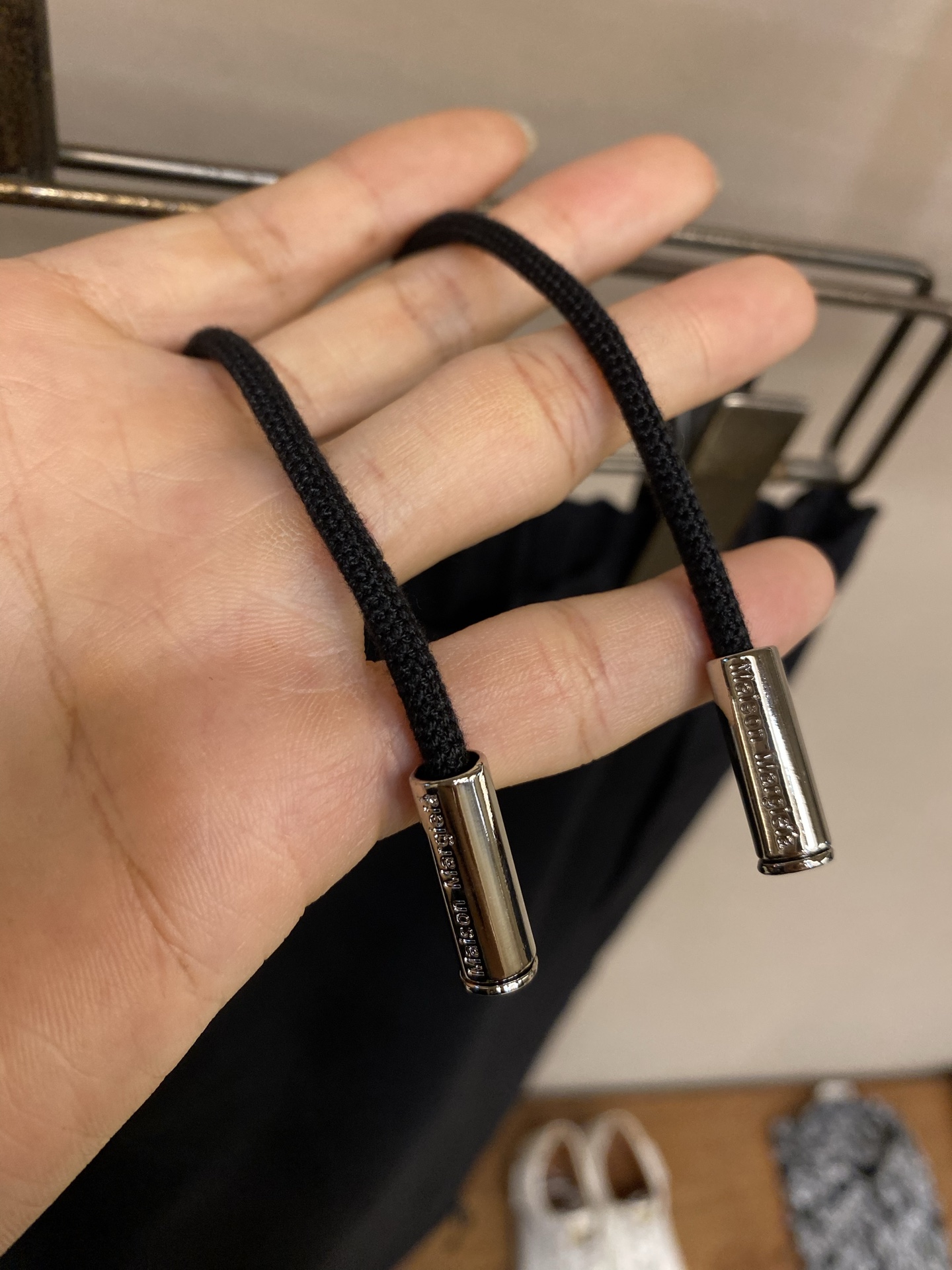 🌟🌟 Maison Margiela MM6马吉拉新款重磅黑色棉麻直筒宽松休闲裤 裤脚双层拼接设计 细节