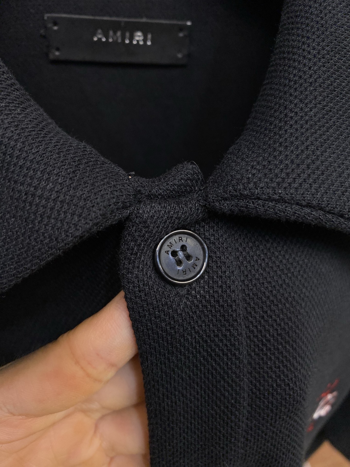 🌟🌟AMIRI 春夏新款高质量珠地棉Polo衫短袖 撞色重工刺绣logo 尺码：S-XL