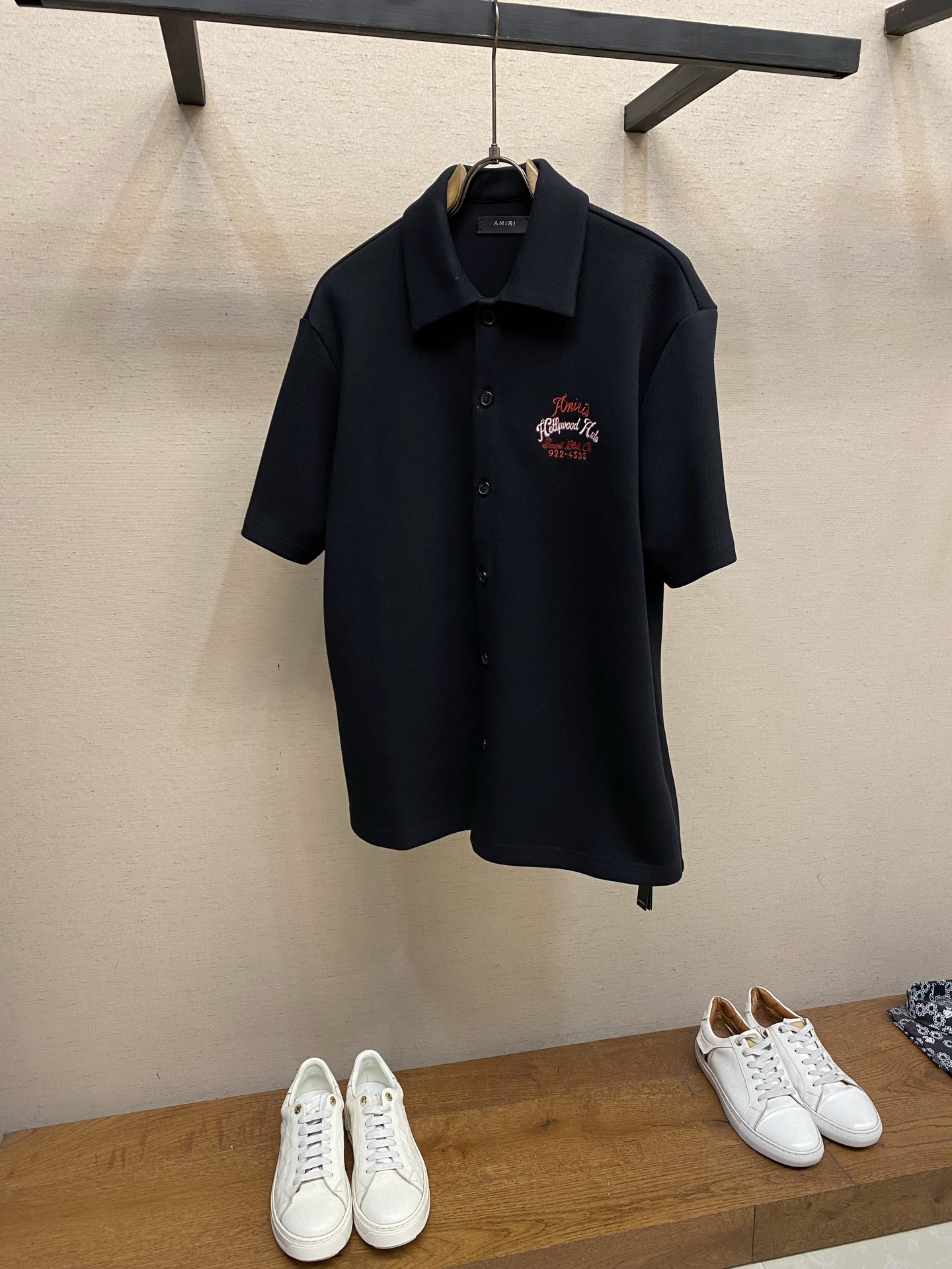 🌟🌟AMIRI 春夏新款高质量珠地棉Polo衫短袖 撞色重工刺绣logo 尺码：S-XL