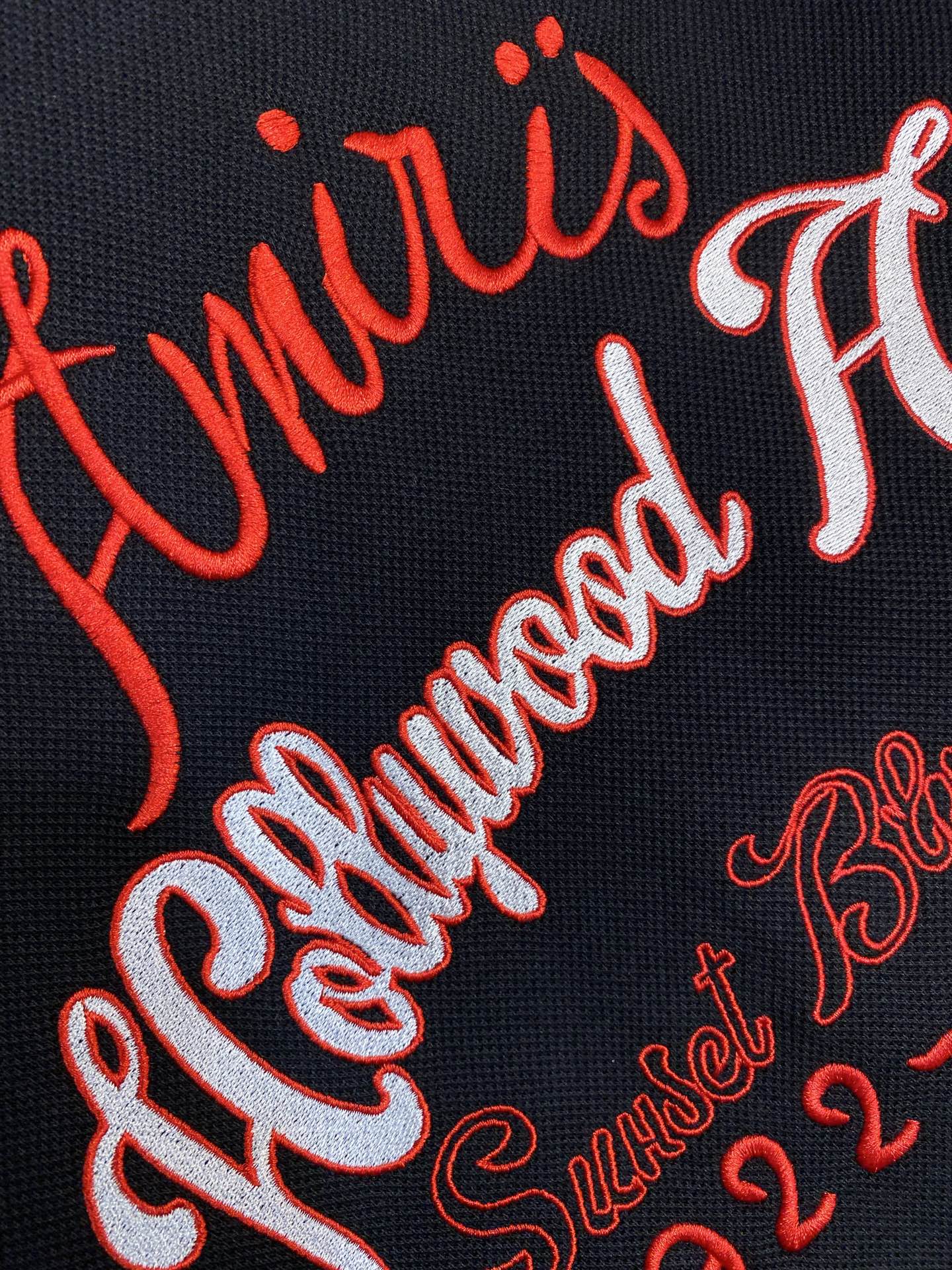 🌟🌟AMIRI 春夏新款高质量珠地棉Polo衫短袖 撞色重工刺绣logo 尺码：S-XL