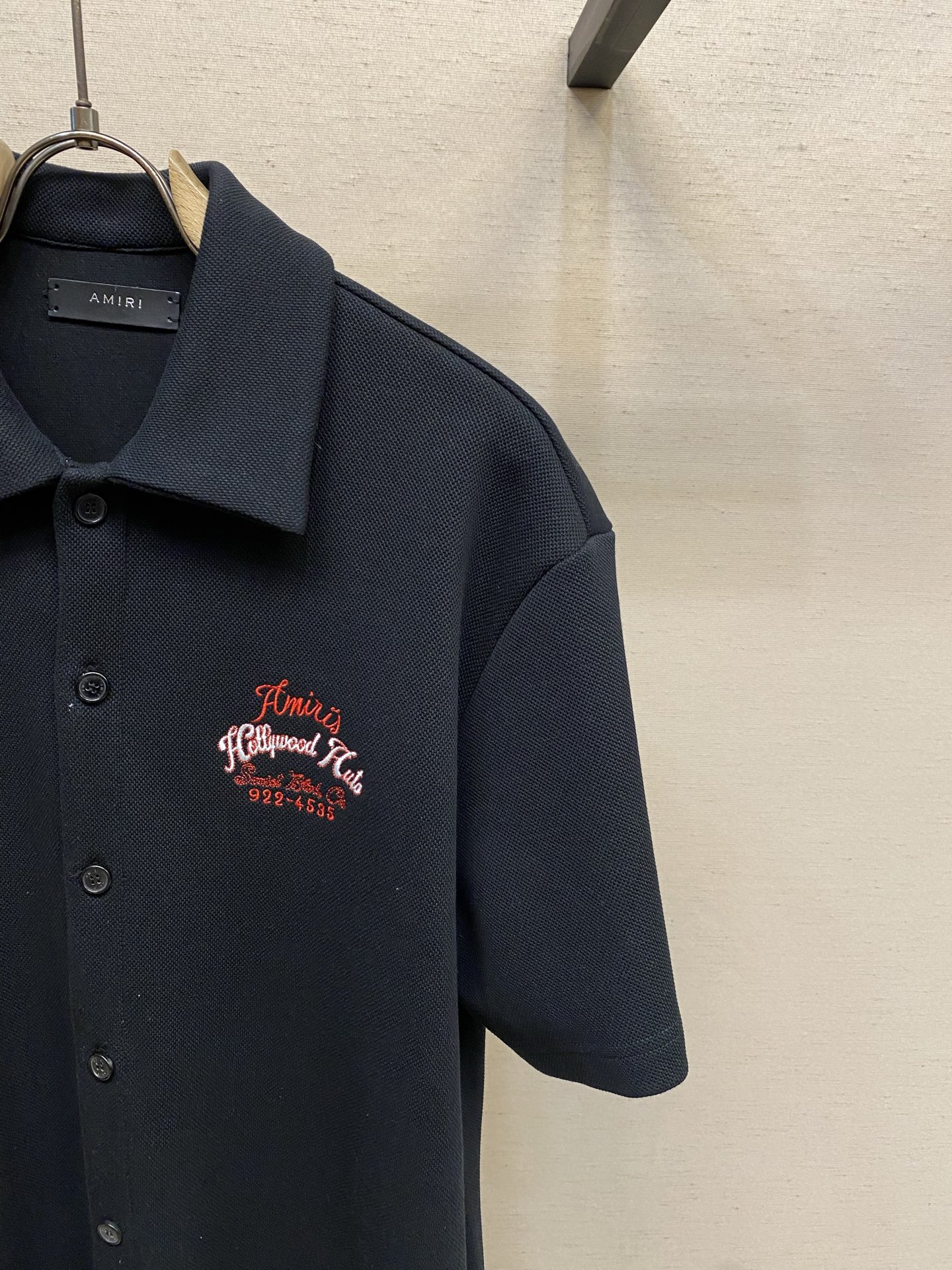 🌟🌟AMIRI 春夏新款高质量珠地棉Polo衫短袖 撞色重工刺绣logo 尺码：S-XL
