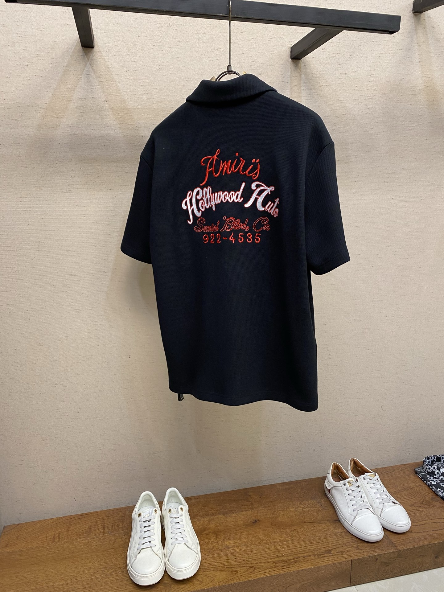 🌟🌟AMIRI 春夏新款高质量珠地棉Polo衫短袖 撞色重工刺绣logo 尺码：S-XL