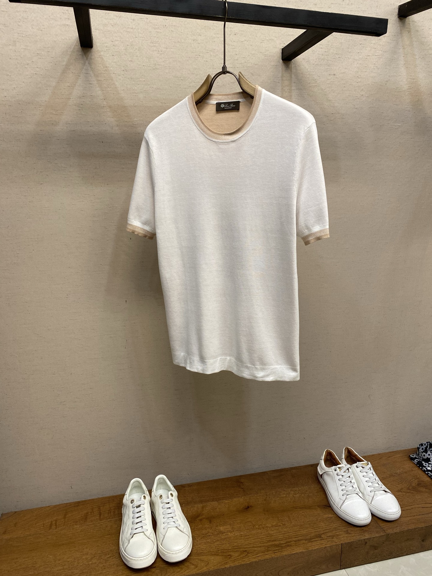 로로피아나 로고 린넨 코튼 니트 남성 23465 Loro Piana T Shirt