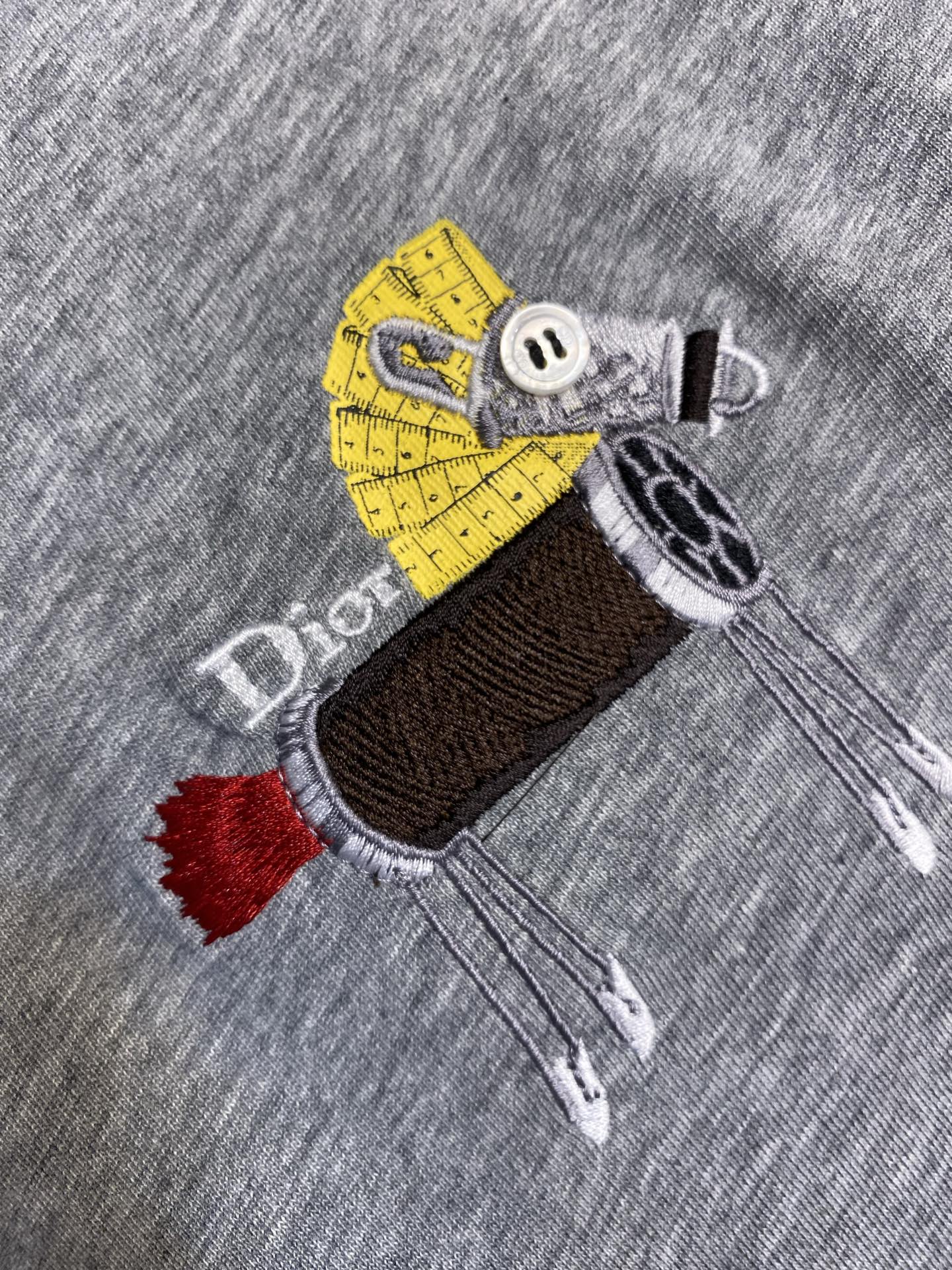 🌟🌟Dior ，棉质平纹针织圆领小马刺绣短袖T恤正品7500购入 40支双纱爽棉200克 1*1双纱罗纹