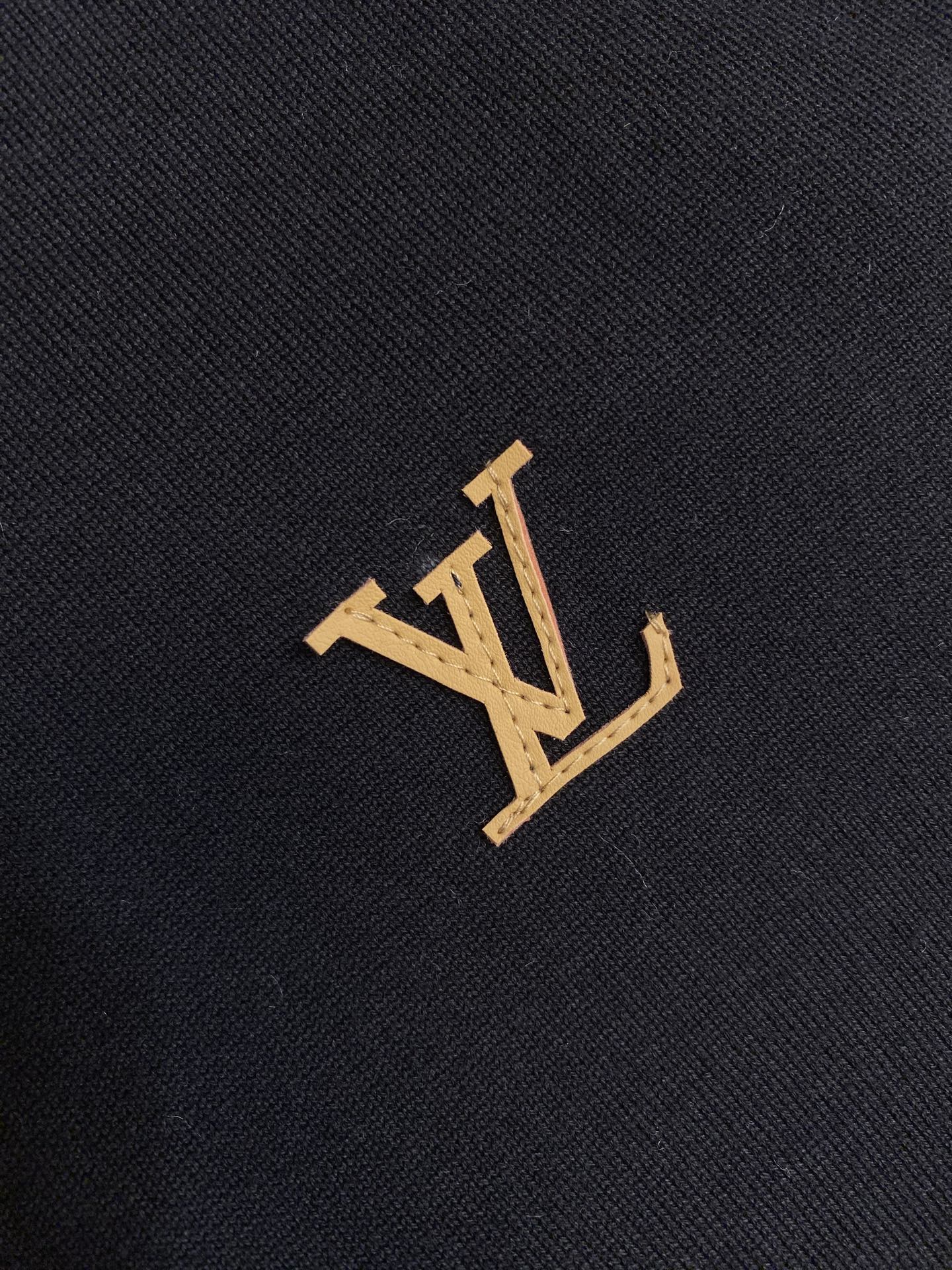 🌟🌟 1V路易 26ss早春字母皮牌标识针织Polo短袖T恤尺码：S-XL