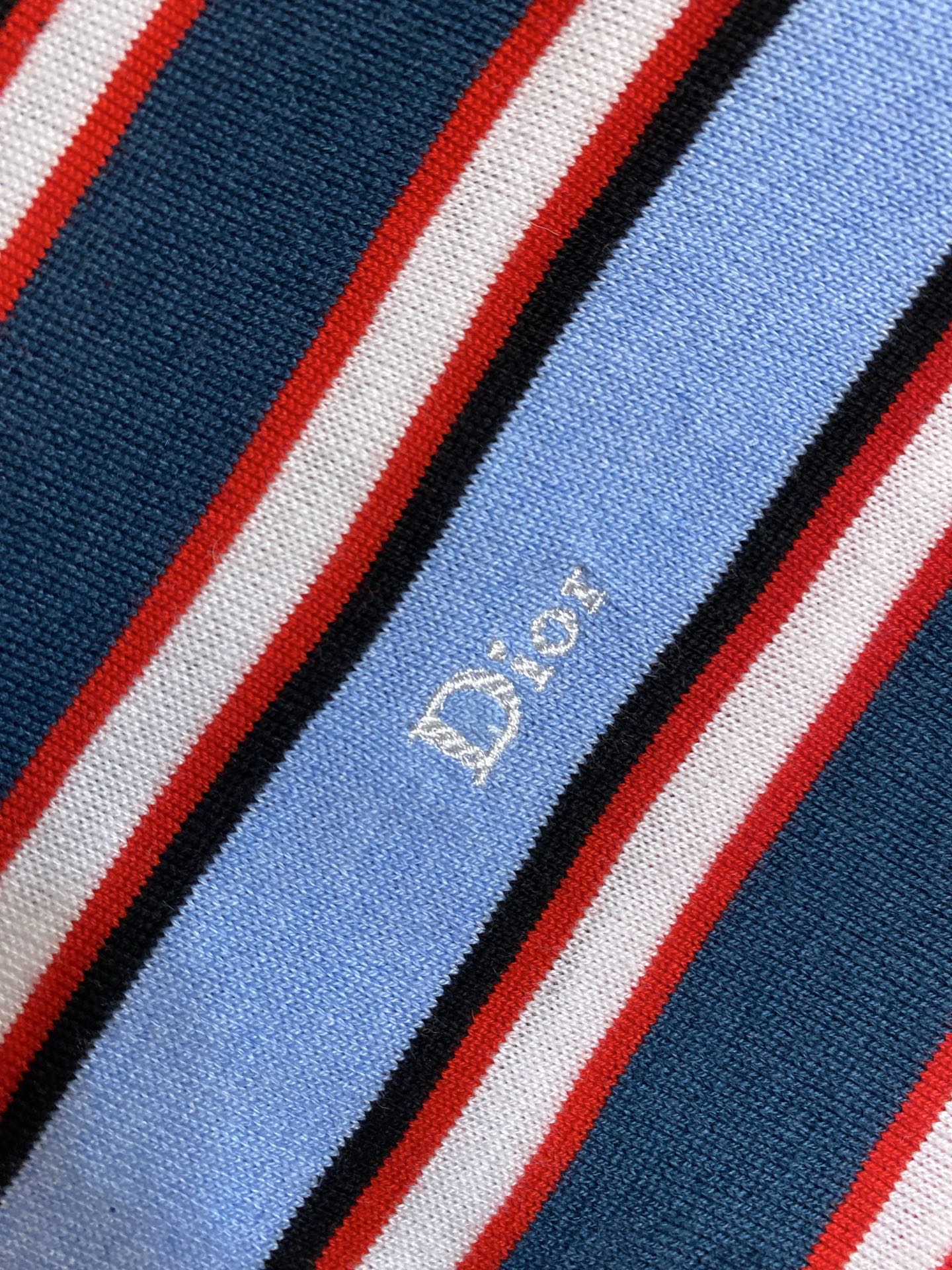 🌟🌟Dior，26ss早春字母刺绣拼色条纹针织圆领长袖尺码：S-XL