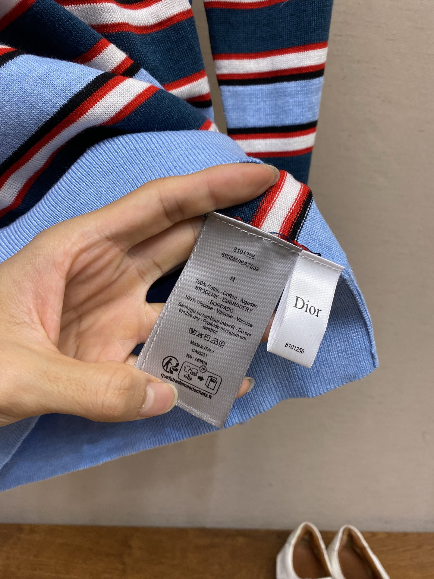 🌟🌟Dior，26ss早春字母刺绣拼色条纹针织圆领长袖尺码：S-XL