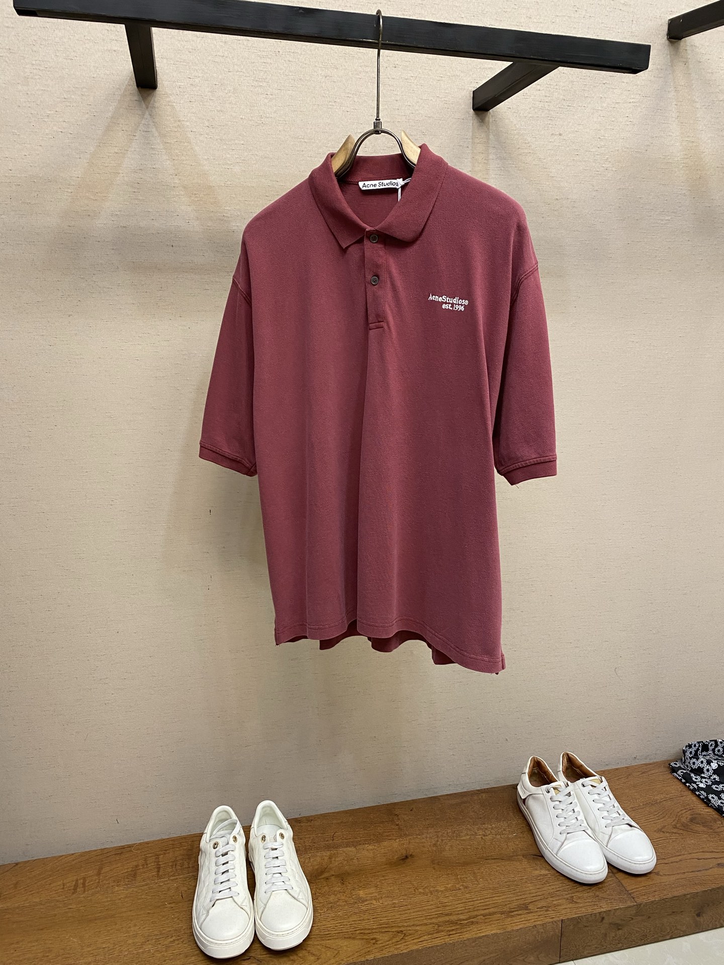 🌟🌟，Acne Studios夏装新款宽松OS版型珠地面料刺绣Polo衫 尺码：S-XL