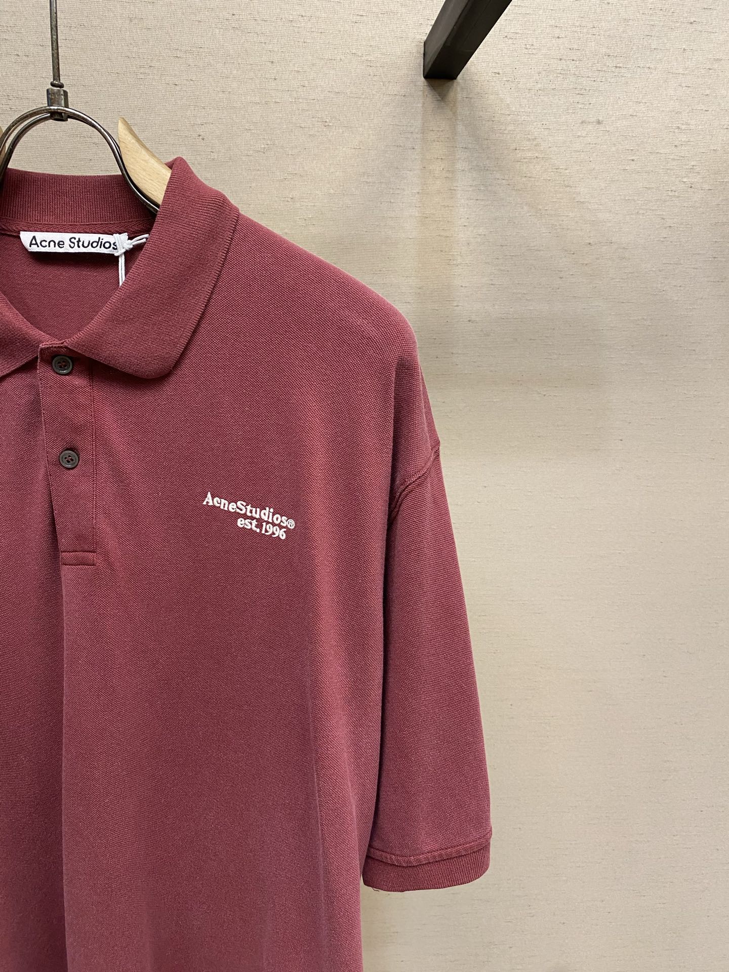 🌟🌟，Acne Studios夏装新款宽松OS版型珠地面料刺绣Polo衫 尺码：S-XL