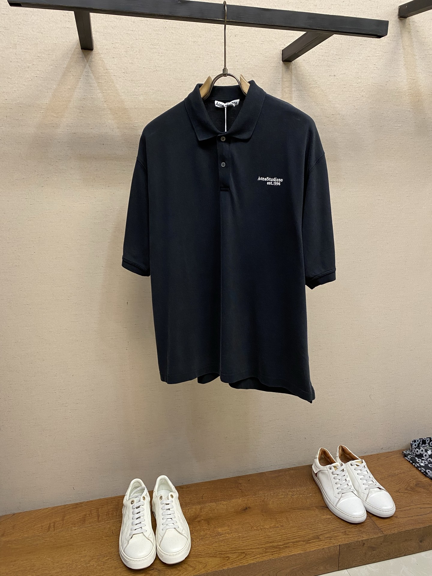 🌟🌟，Acne Studios夏装新款宽松OS版型珠地面料刺绣Polo衫 尺码：S-XL