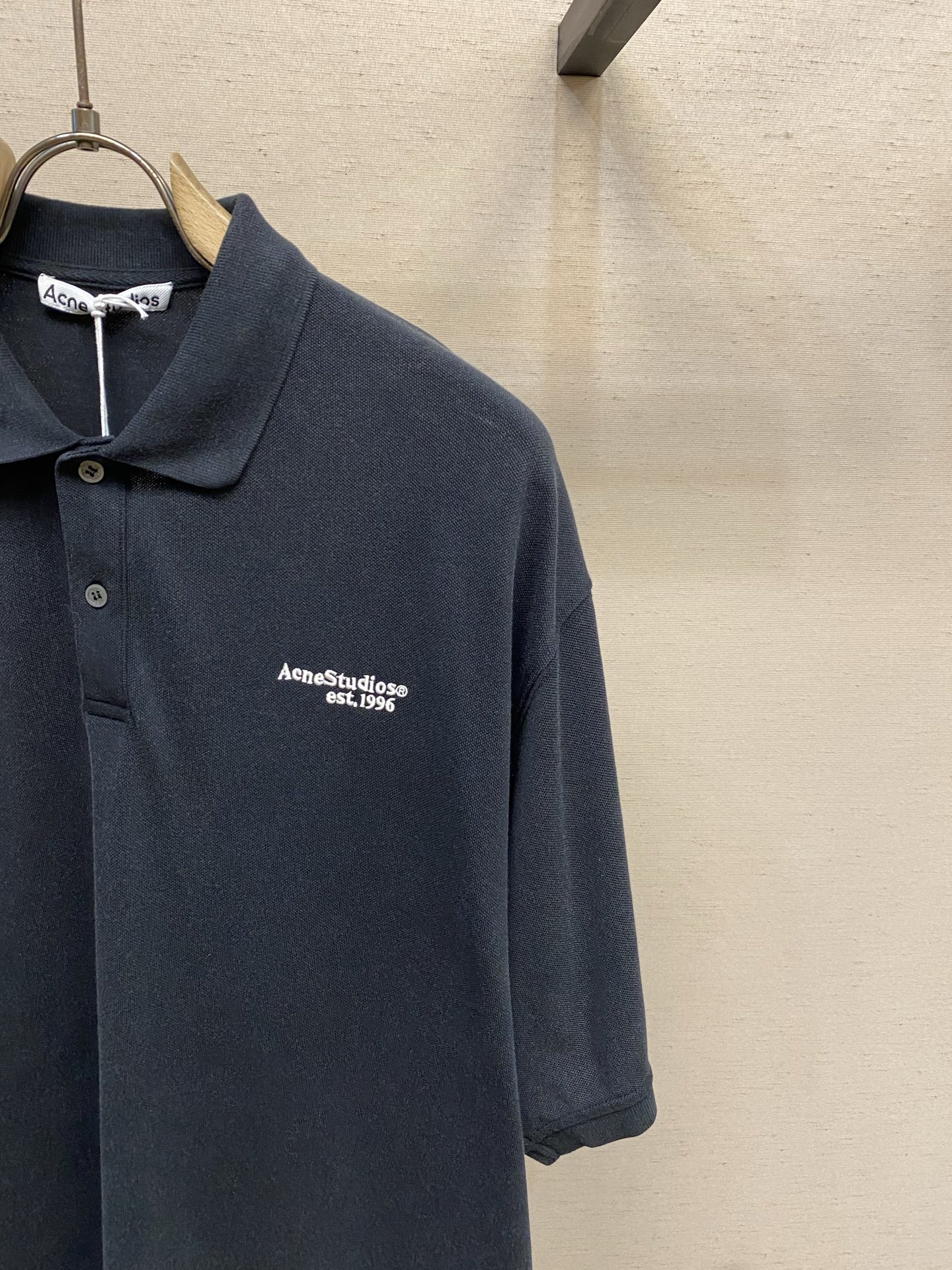 🌟🌟，Acne Studios夏装新款宽松OS版型珠地面料刺绣Polo衫 尺码：S-XL