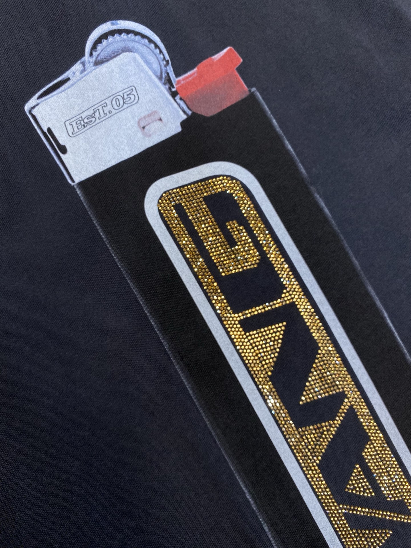 🌟🌟Wang，亚力山大王WANG 夏装新款烫钻印花洗水黑灰色圆领短袖 尺码：S-XL