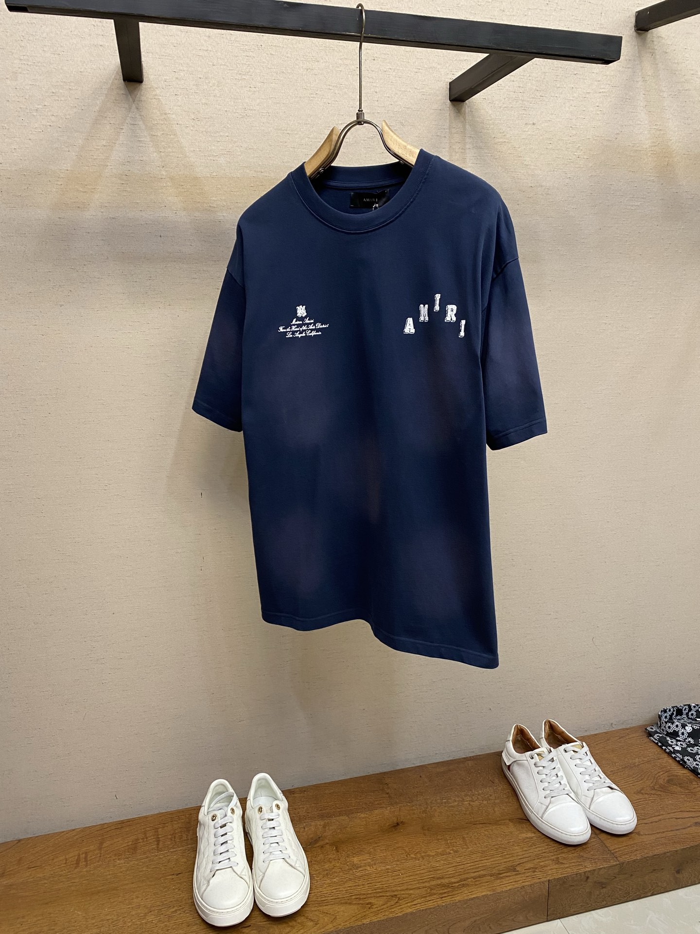 🌟🌟AMIRI，夏装新款 洗水做旧裂纹logo印花 纯棉短袖重磅T恤 尺码：S-XLS：衣长72 胸围1